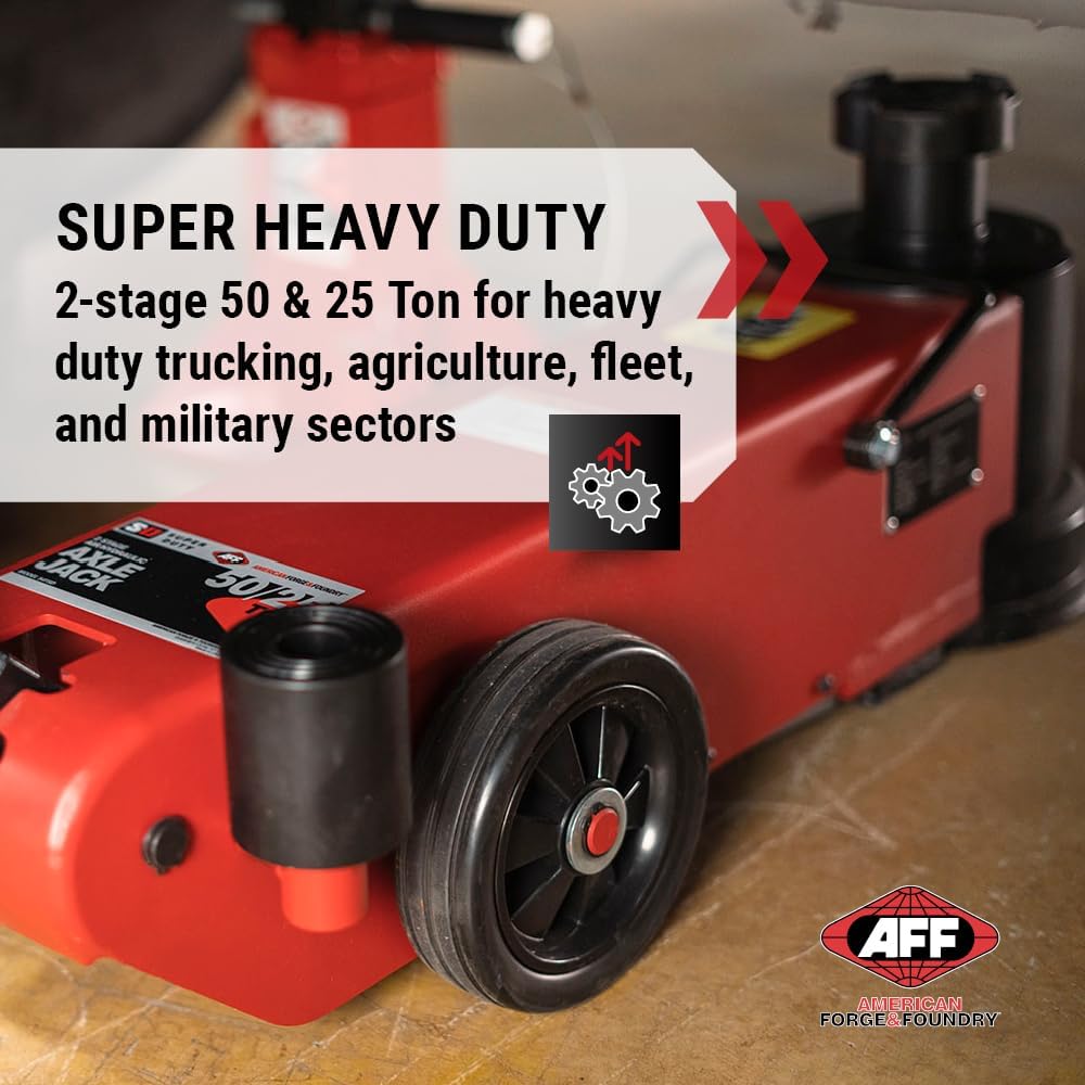 AFF 50 & 25 Ton Axle Jack - 2-Stage Super Heavy Duty Air Hydraulic Truck Jack