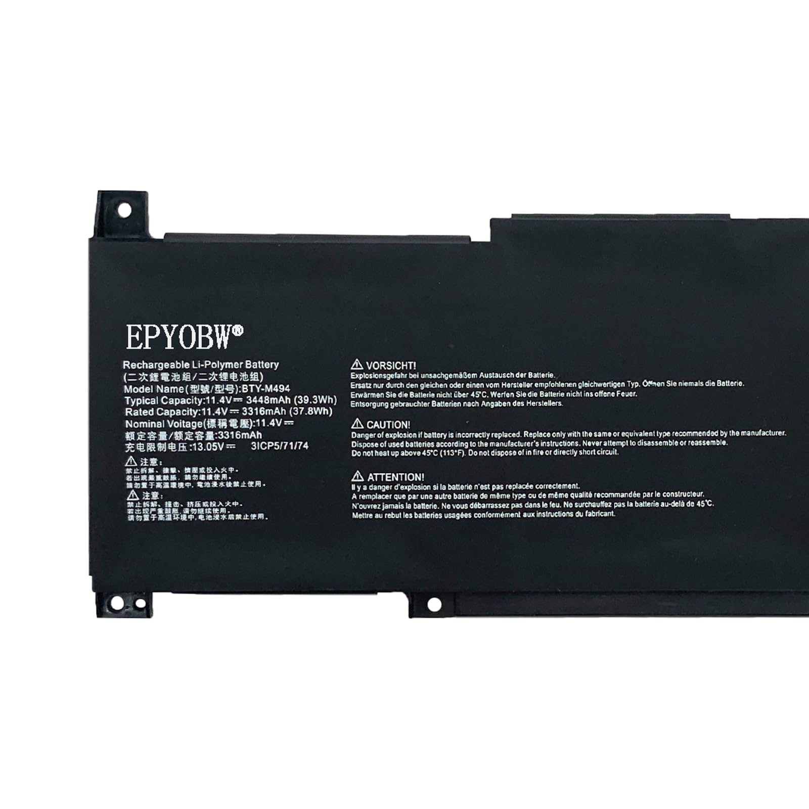 Amazon.com: EPYOBW BTY-M494 Laptop Battery 39.3Wh Compatible with
