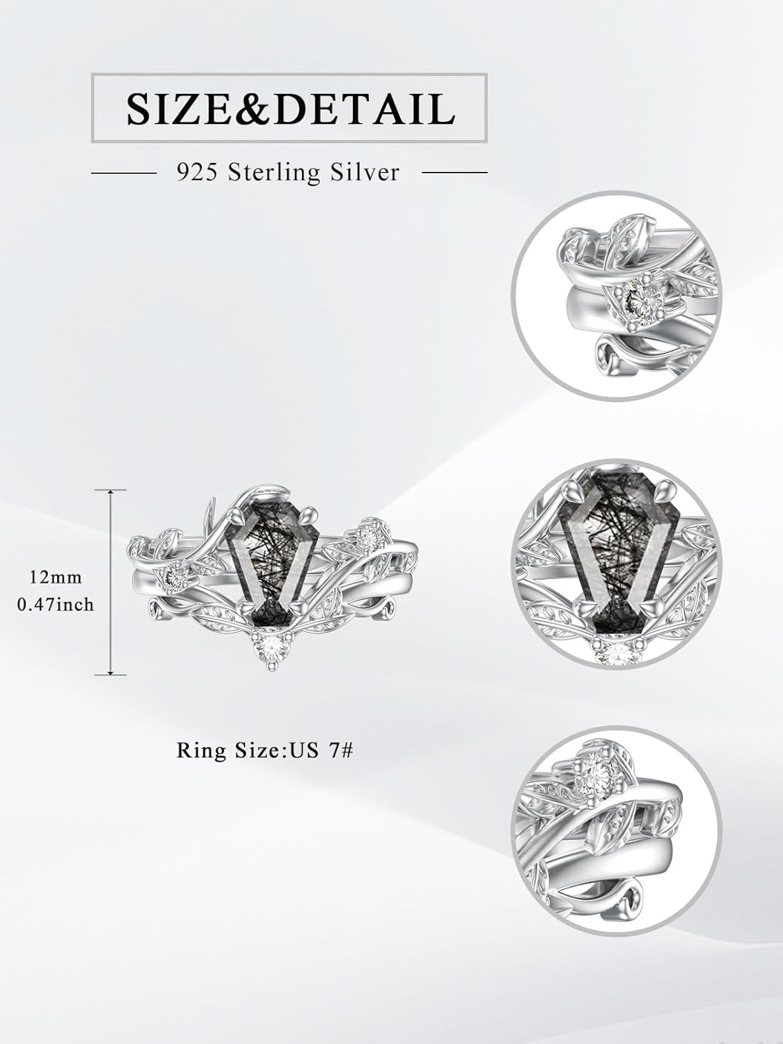 Natural Moss Agate Ring for Women 925 Sterling Silver Pear/Oval/Kite/Heart/Hexagon/Emerald/Coffin Cut Green Leaf Moss Agate Engagement Ring Promise Bridal Set Anniversary Birthday Jewelry Gifts - Image 4