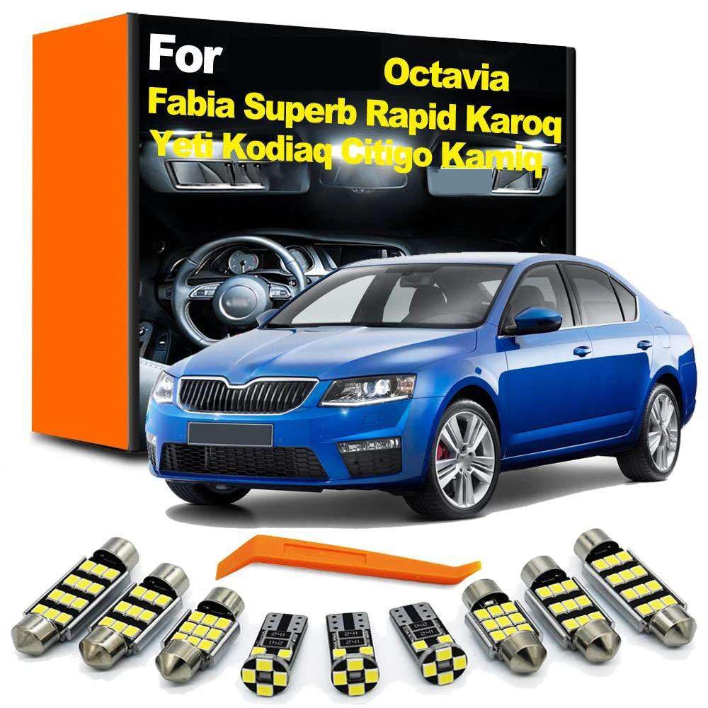 Kit de Luces Interiores LED para Coche, para Octavia Fabia Superb Rapid Karoq Yeti Kodiaq Citigo Kamiq Roomster MK1 MK2 MK3