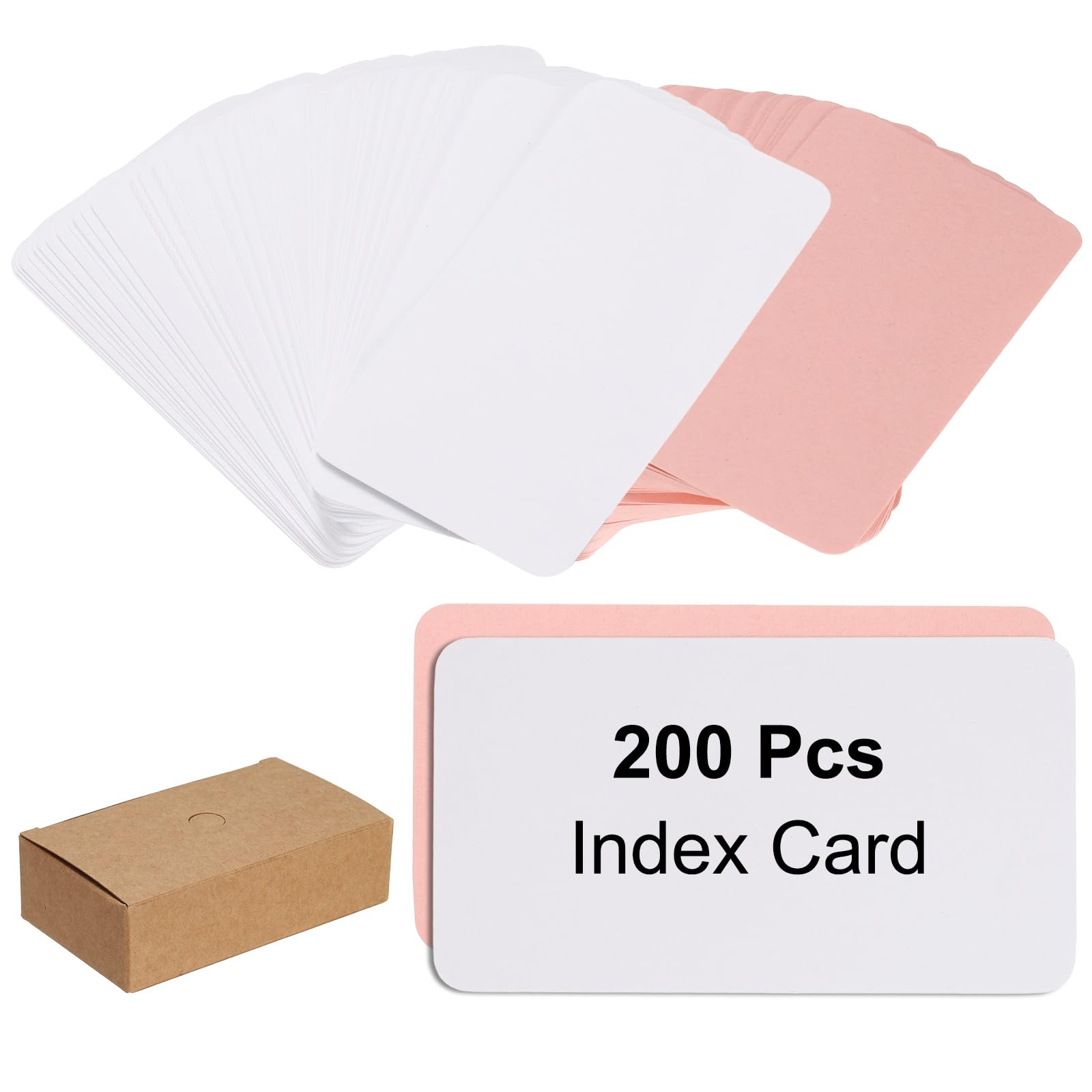 PATIKIL 3.5x2 Blank Kraft Index Cards, 100Pcs Small Blank Paper Message Business Cards for Reminder Study DIY Craft Invitation Tag Flash Vocabulary Word, White/Pink — image 1