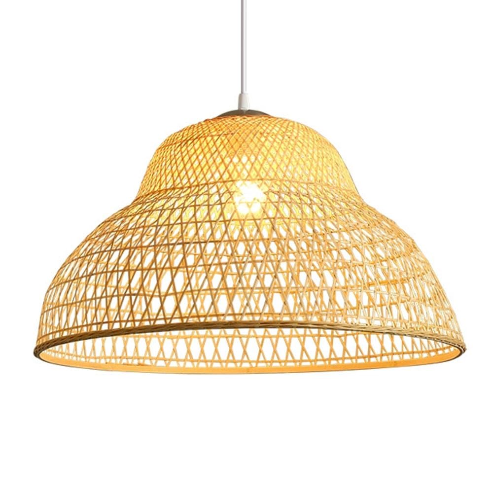 LQZCXMF 19.7in Japanese Style Wicker Pendant Light, Kitchen Island Lighting Fixture Ceiling Mount Lamp Wicker Large Dome Chandelier E26 Socket for Dining Living Room Hallway Bedroom Restaurant