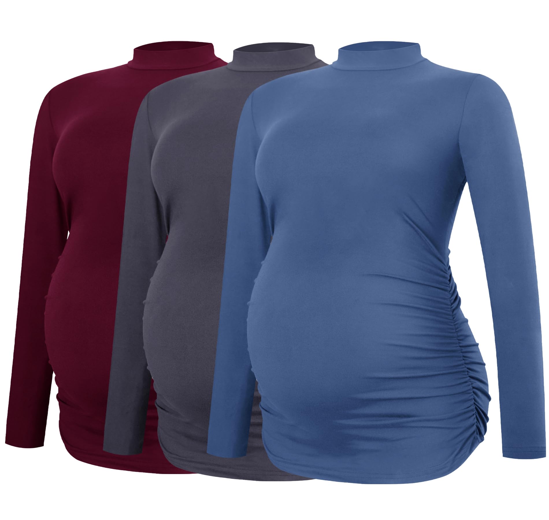 Smallshow Camisas De Maternidad Para Mujer, Cuello Redondo, Manga Corta, Ropa De Embarazo, Paquete De 3, Verde Militar-negro-gris Profundo (paquete De 3), Pequeña