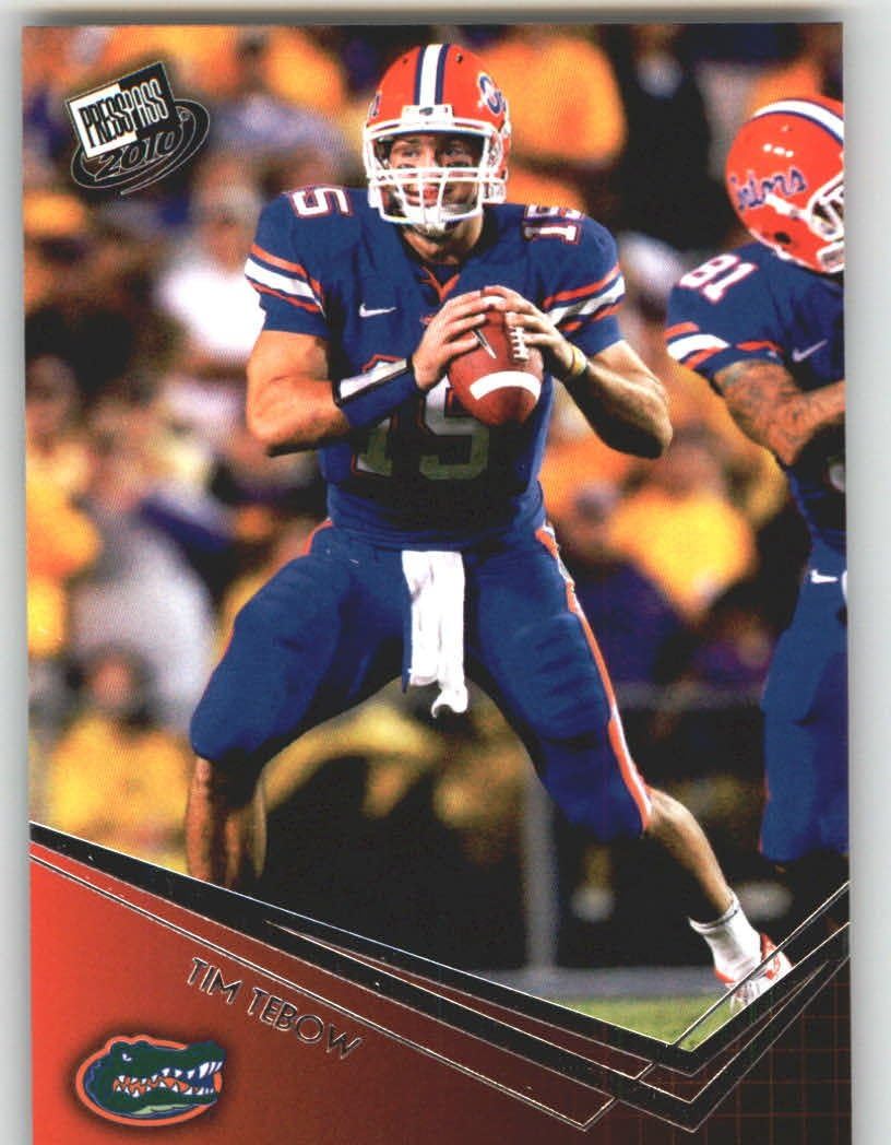 Tim Tebow QB - Florida Gators (RC - Rookie Card) 2010 Press Pass NFL Draft Football Card Shipped in Protective Screwdown Case