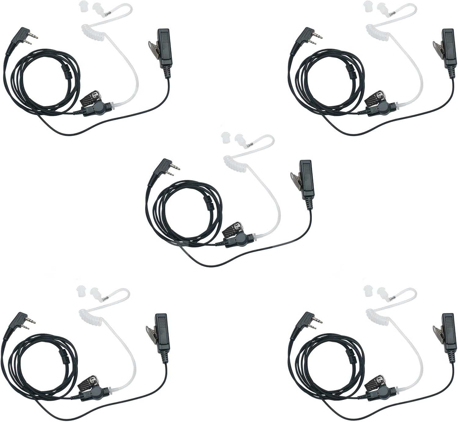 K Head 2 Pin Walkie Talkie Earpiece Headset Compatible with Baofeng UV-5R UV-82 BF-888S BF-F8HP Kenwood NX-1200 NX-1300 TK-2107 TK-2108 Retc RT15 RT21 RT22 RT68 H-777S Pxton Two Way Radio,5 PCS