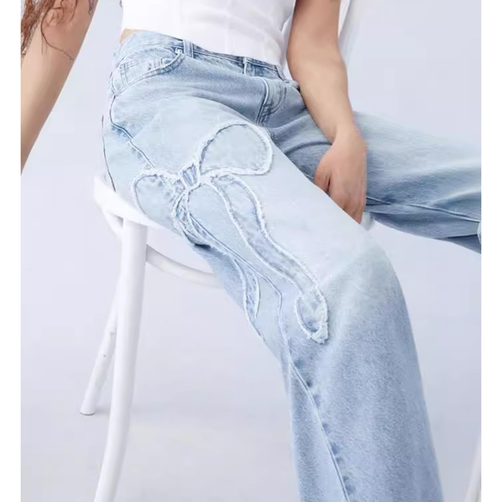 Damskie Spodnie Jeansowe Typu Stretch Fit z Prostymi Luźnymi Nogawkami Spodnie Jeansowe Baggy Stretch z Wysokim Stanem I Szerokimi Nogawkami Spodnie Jeansowe Mom Jeans z Prostymi