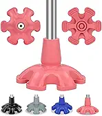 supregear Cane Tip - Self Standing Heavy Duty Rubber Six Base Replacement for Walking Canes, Walking Sticks, Folding Canes or Offset Quad Pod or Tripod Canes - 6 Prong Cane Foot Pad (3/4 inch, Pink)