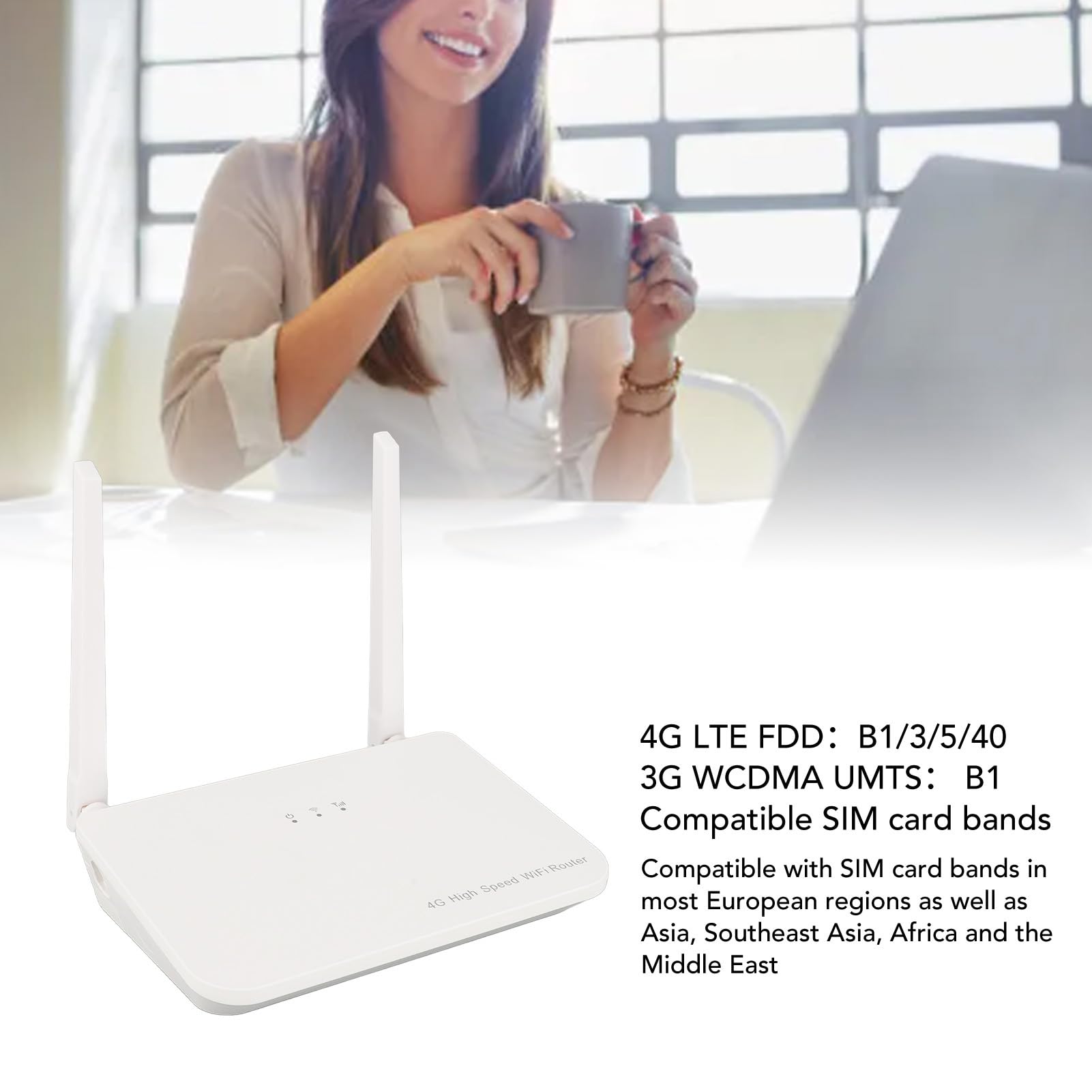 Router 4G LTE z Gniazdem Karty SIM, Mobilny Router WiFi 300 Mbps z Portami LAN WAN i 2 Antenami, Obsługuje 32 Użytkowników, dla Domowego Biura (GOWENICkxg9mc16rf-12)