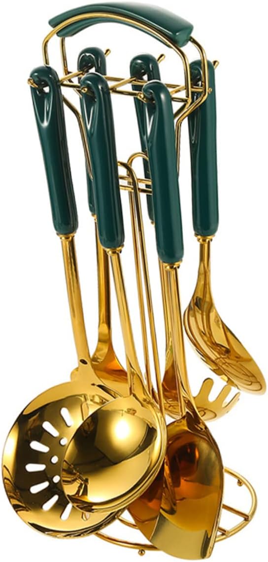 1set Stainless Steel Cooking Utensil Non-stick Spatula and Spoon Heat-resistant Kitchen Tools for Cooking and Baking and Easy to Clean Kitchenware