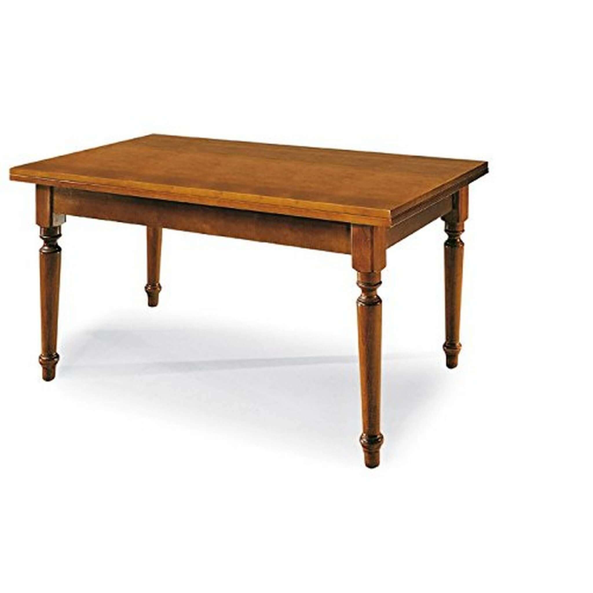 milani home Tavolo da Pranzo Allungabile in Legno Massello 80x140/180/220 con Gamba Tornita