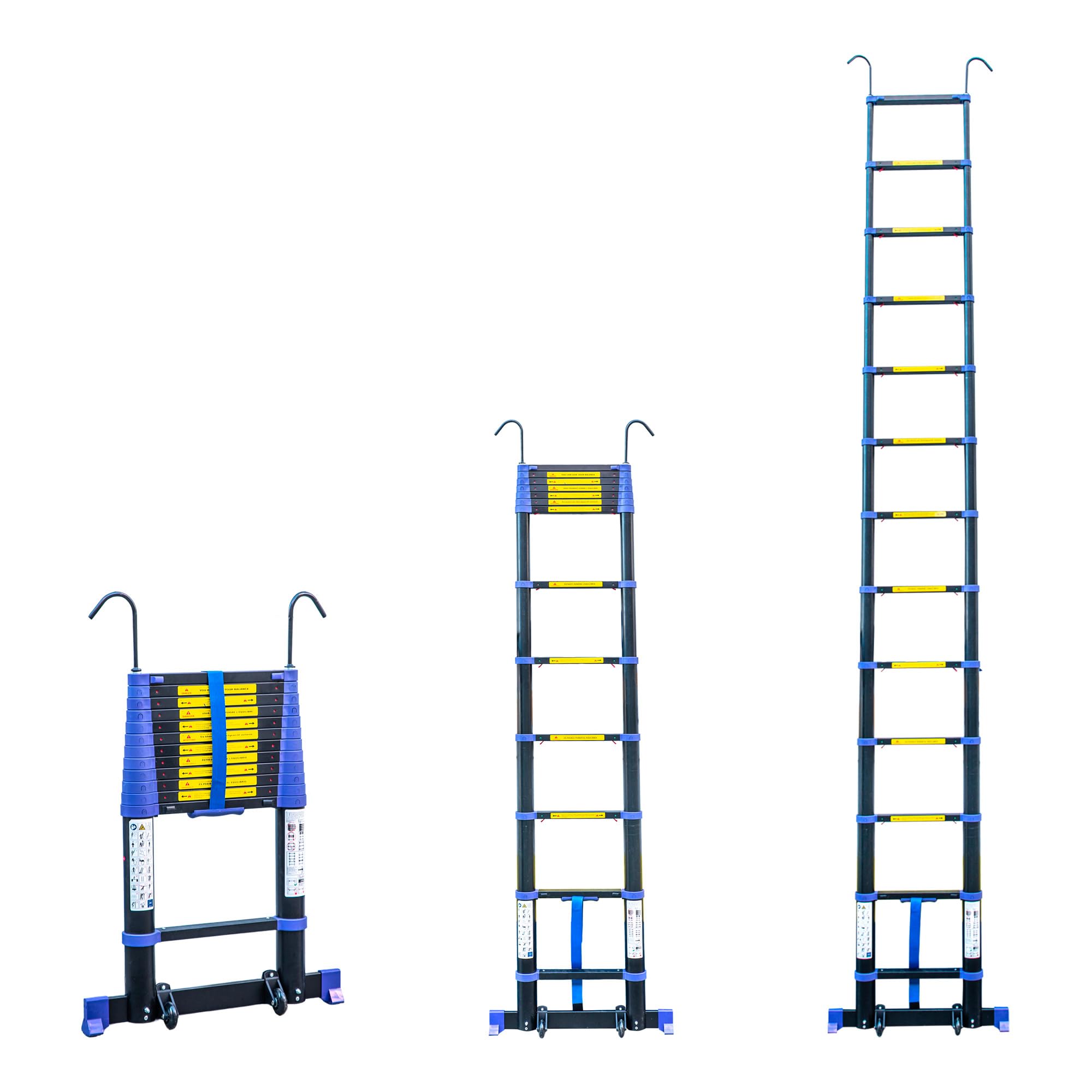 HOSTRÖM Echelle telescopique 3,8m TELESCOVA12+, Aluminium, Pliable, Extensible, Multi-Fonction, H Travail Max 4,7m, Crochets Amovibles, Garantie 5ans