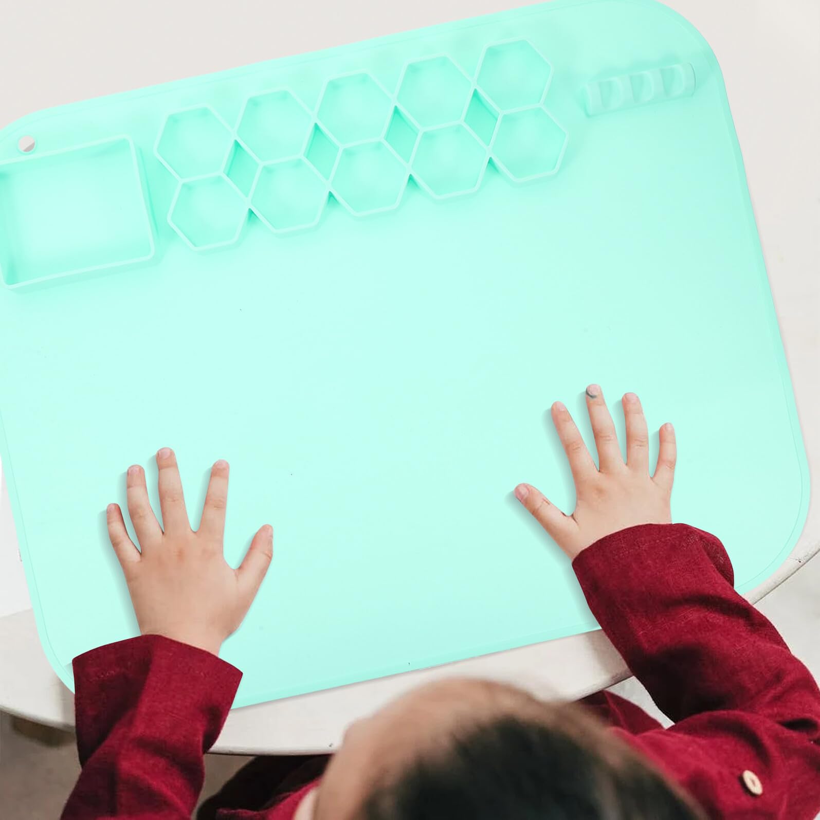 Malmatte für Kinder und Selbstgemacht Epoxidharz Silikonmatte Faltbar mit Kleinen Saugnäpfen Hellgrün Vielseitig für Aquarell und Farbmalerei Geeignet als Tischunterlage für Ton