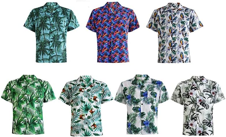 Palmwave Mens Hawaiian Aloha Shirt, Short Sleeves Button Down Beach Clothing, Big Mens Shirt, Floral Casual Shirt