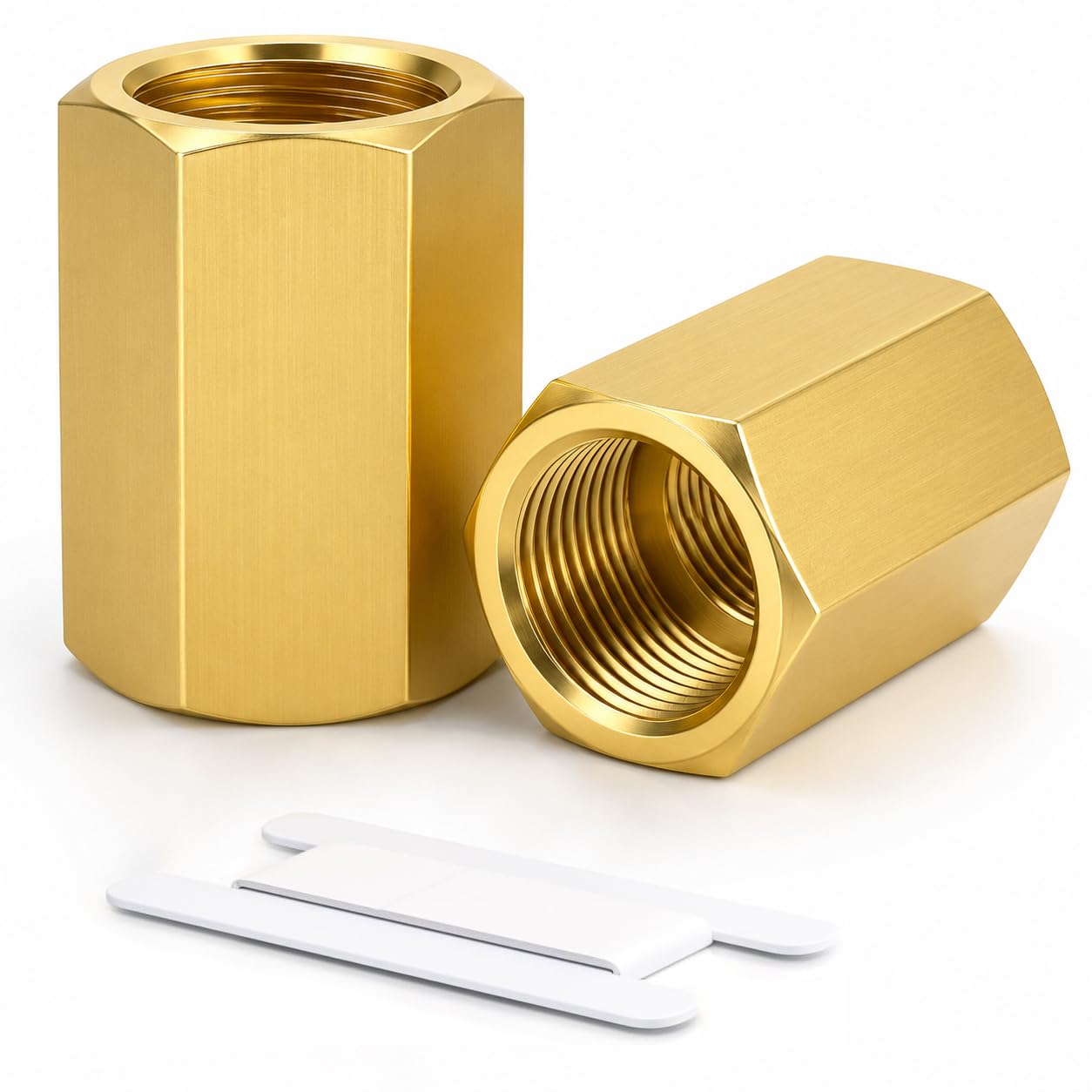 QZKJQDD 1/2" Female to 1/2" Female BSP Thread Internal Thread Connector Adapter, 2 PCS Solid Brass Hex Coupler with 1 m PTFE Tape, G1/2 Pipe Fitting for Water, Air, Fluid Pipeline Connection