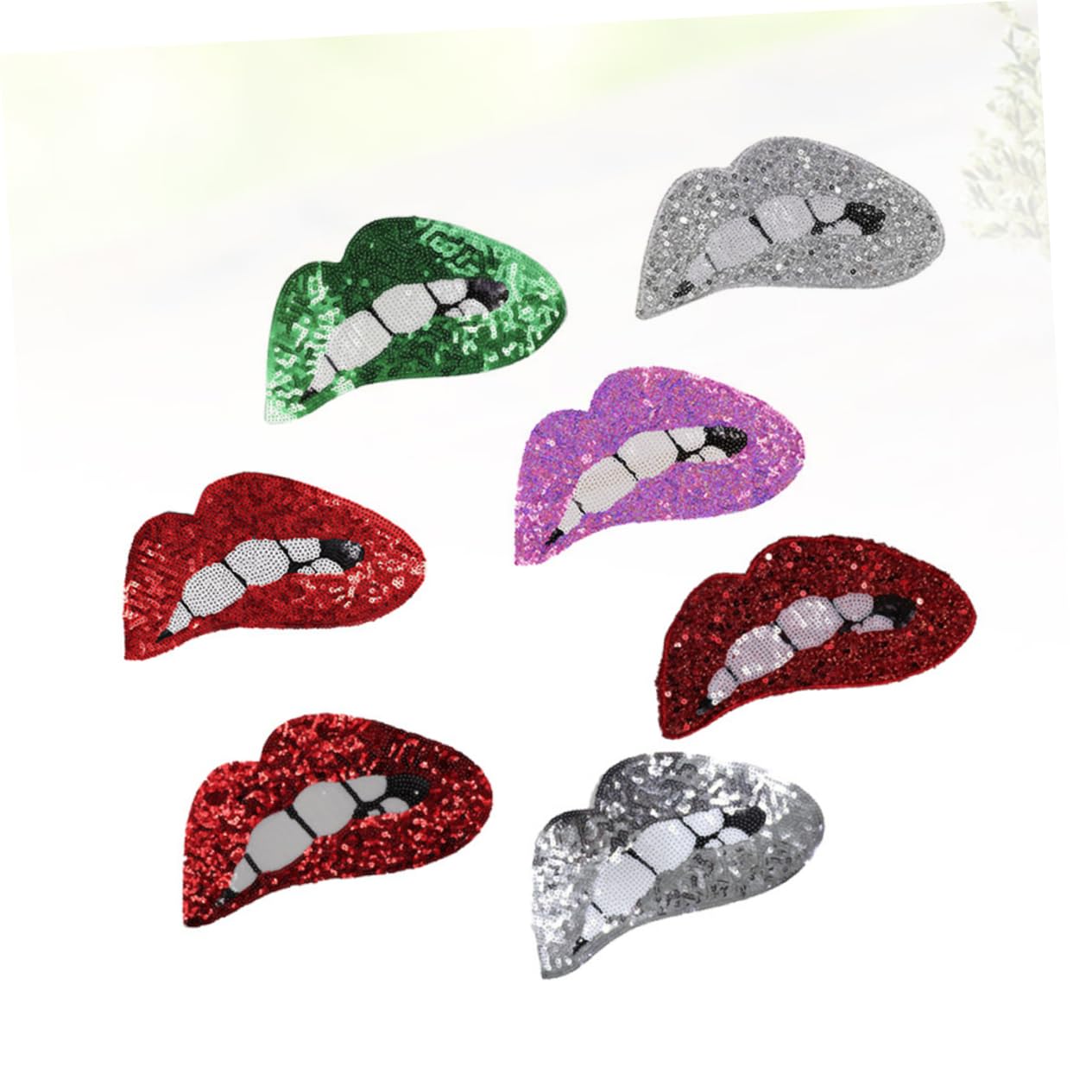 21pezzi Patches per Abbigliamento Paillettes Forma di Labbra Toppe Decorative per Jeans Gonne e Borse Stile Casual e Creativo per Fai da Te