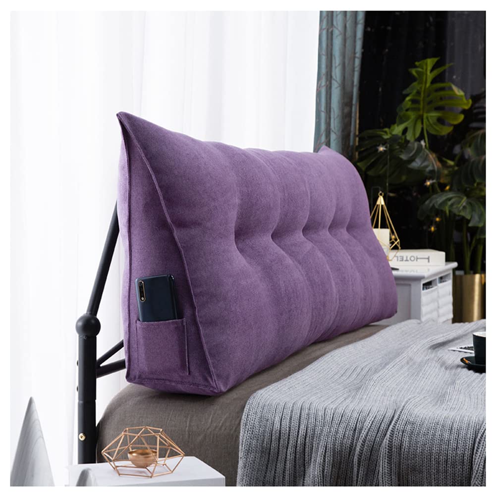 HYHMJ Triangular Reading Bed Rest Pillow, High Rebound Upholstered Headboard Backrest, Removable & Washable Cover, Perfect Bolster Lumbar Cushion for Day Bed,C,150x50x20cm
