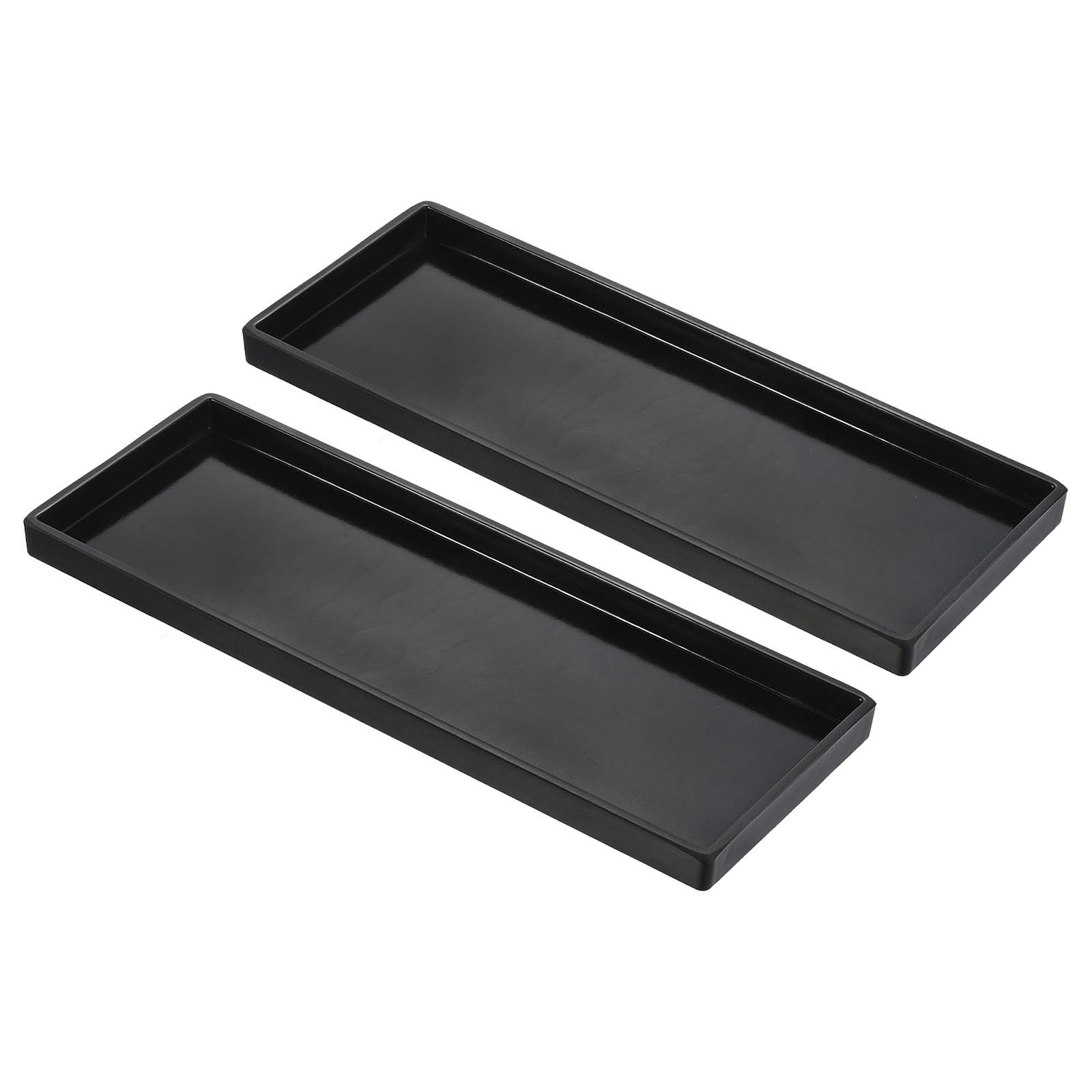 PATIKIL Vassoio per Fast Food 13x5", 2 Pz in Plastica Riutilizzabile, Multiuso, Rettangolare, Superficie Liscia per Ristoranti, Cucina Domestica, Colore Nero