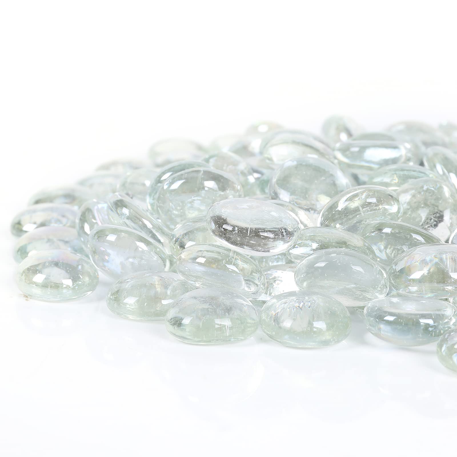 Pierres précieuses en verre plates de 2,3 kg, perles rondes en verre pour remplissage de vase, idéales pour aquariums, plantes hydroponiques, décoration d'intérieur, cheminée et loisirs