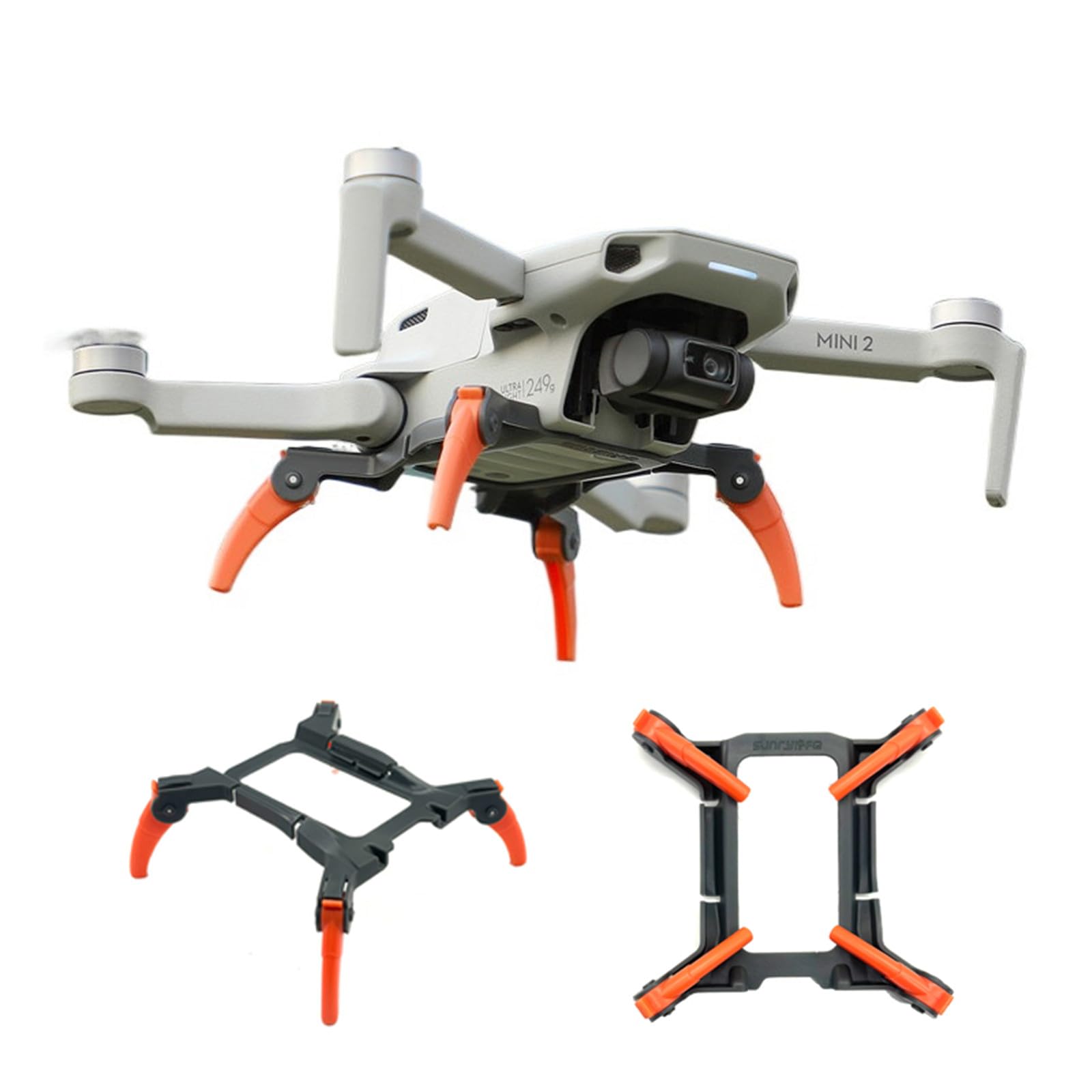 Wtohoby Foldable Landing Gear for DJI Mini 2 SE/Mini 2/Mini 4K/Mavic Mini/SE Drone Light Weight Quick Release Extended Heighten Leg Bottom Sensor Protector Camera Quadcopter Accessories(Orange-Grey)