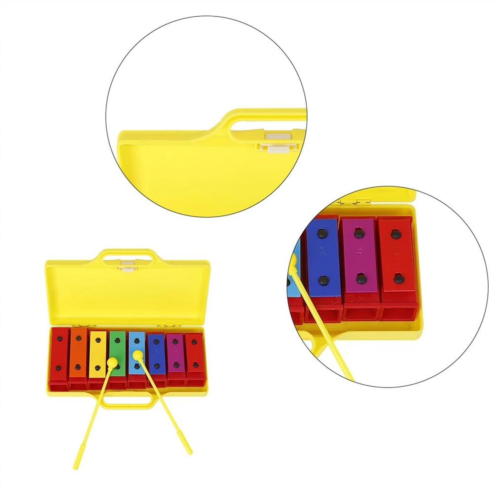 Xilofono A 8 Note Glockenspiel Colorato Rimovibile Placche Metalliche Color Arcobaleno Risonatore Strumento A Percussione Musicale