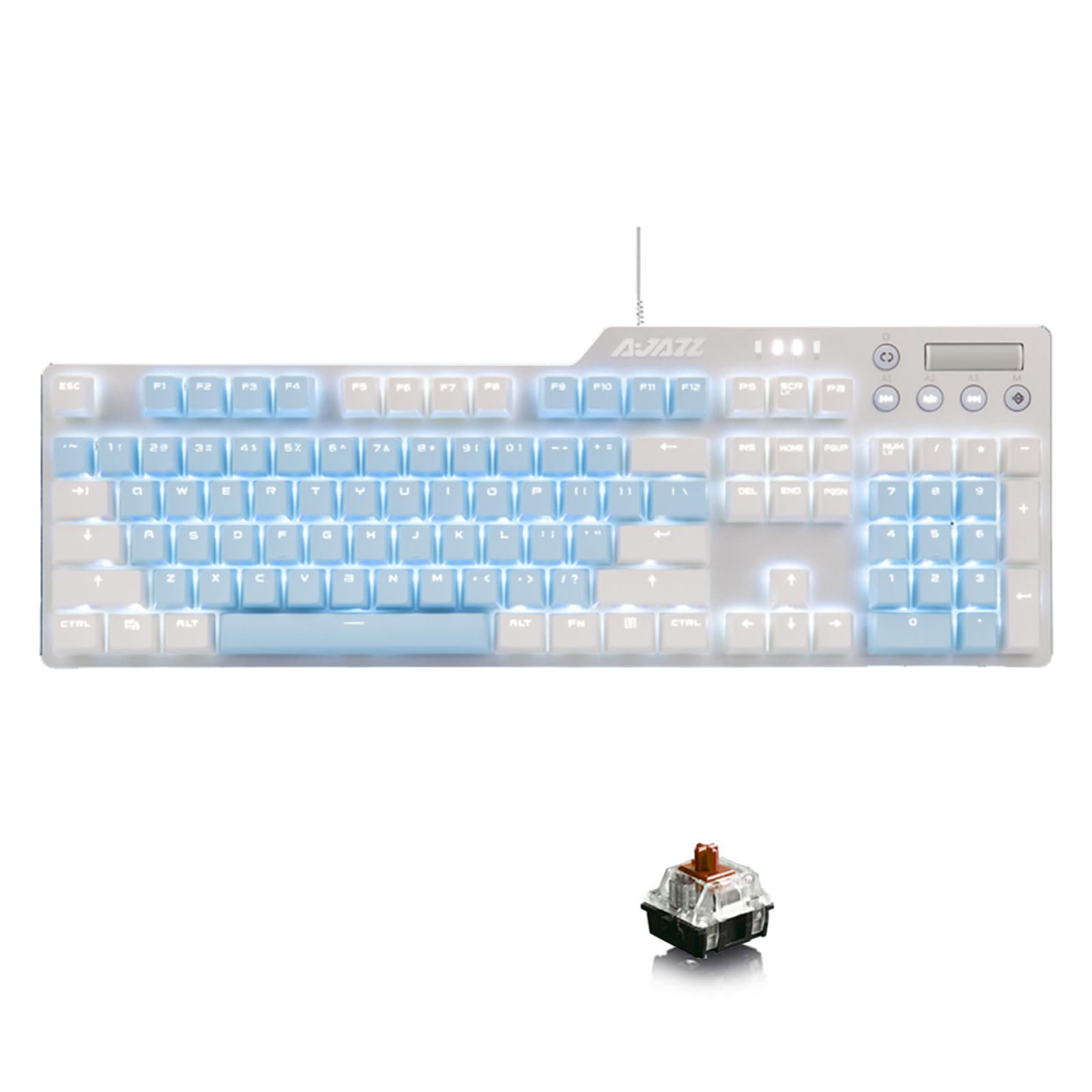 Amazon | メカニカルキーボード 有線 ゲーミングキーボード 白いバック