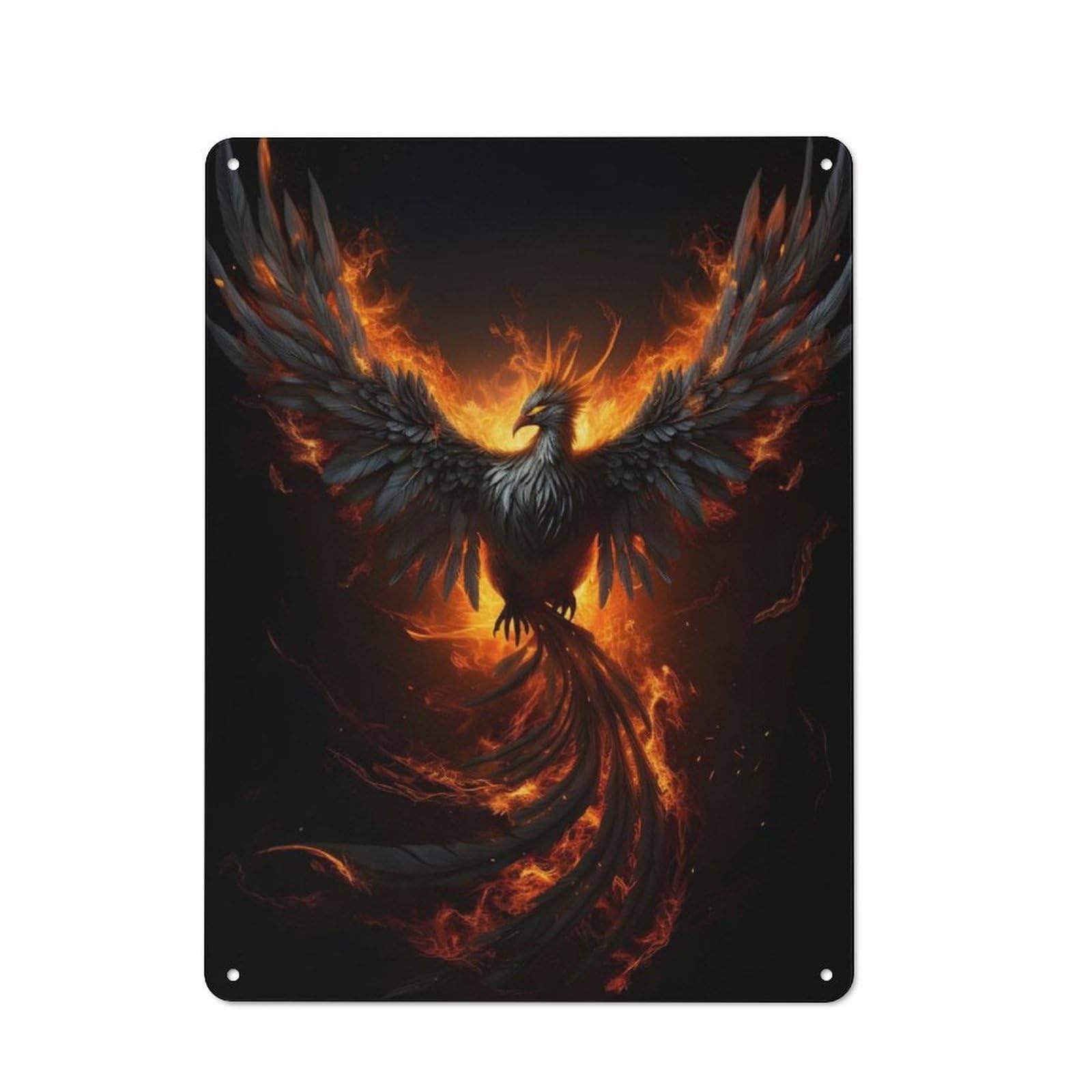 Junmoney Black Phoenix Vintage Metal Plaque 40X30cm Featuring For Pub Or Café, Suited To Café Interior Fans
