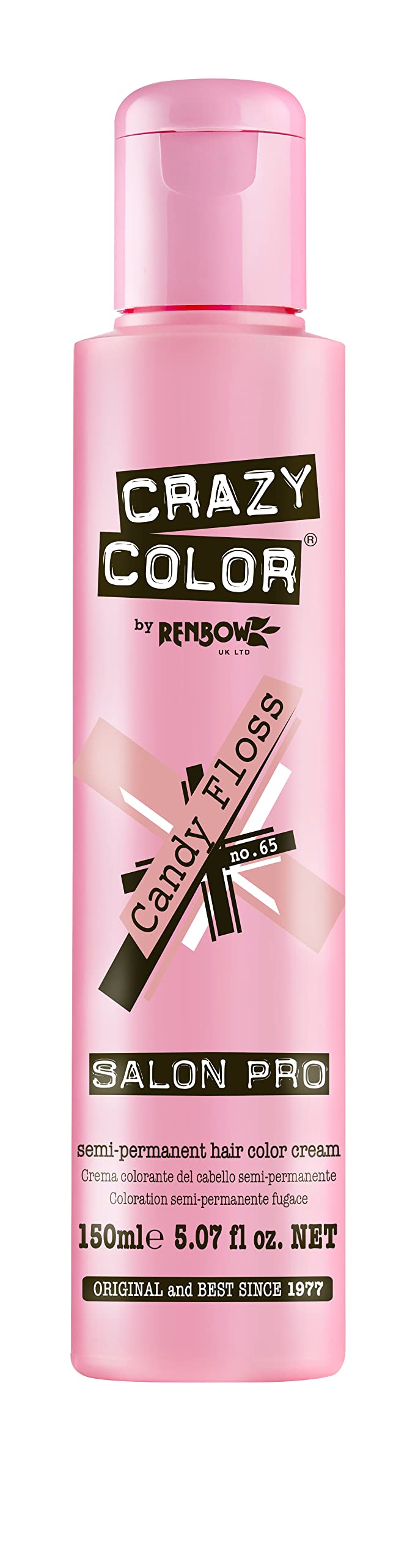 Crazy ColorSalon Pro Semi-Permanent Hair Color Cream - Candy Floss No.65-5.07 oz (Pack of 2)