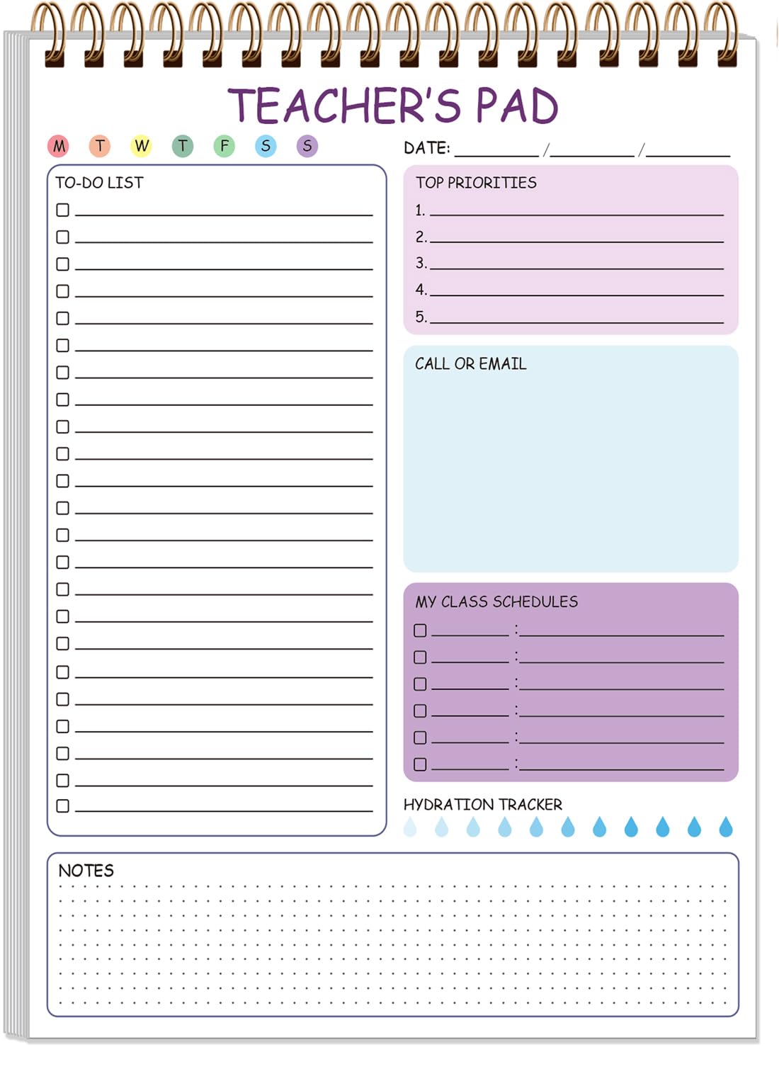Tuun Fuplan Teacher Notepad - A4 Teacher To Do List Notepad, Spiral Checklist Notebook Organizer for Teachers Notes Task Appointment, Teacher