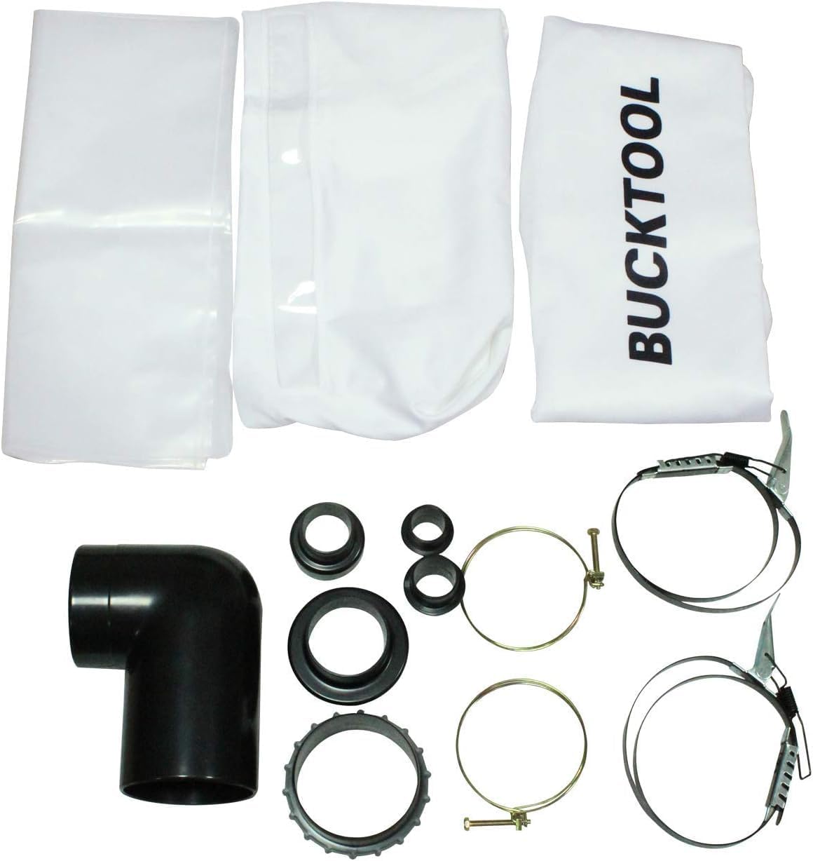 Bucktool 1.2HP Auto-Start Dust Collector, Woodworking Dust Extraction with 3 Bags, 5.4-Cubic-Foot Capacity, 5-Piece Reducer & 5ft Flexible Hose