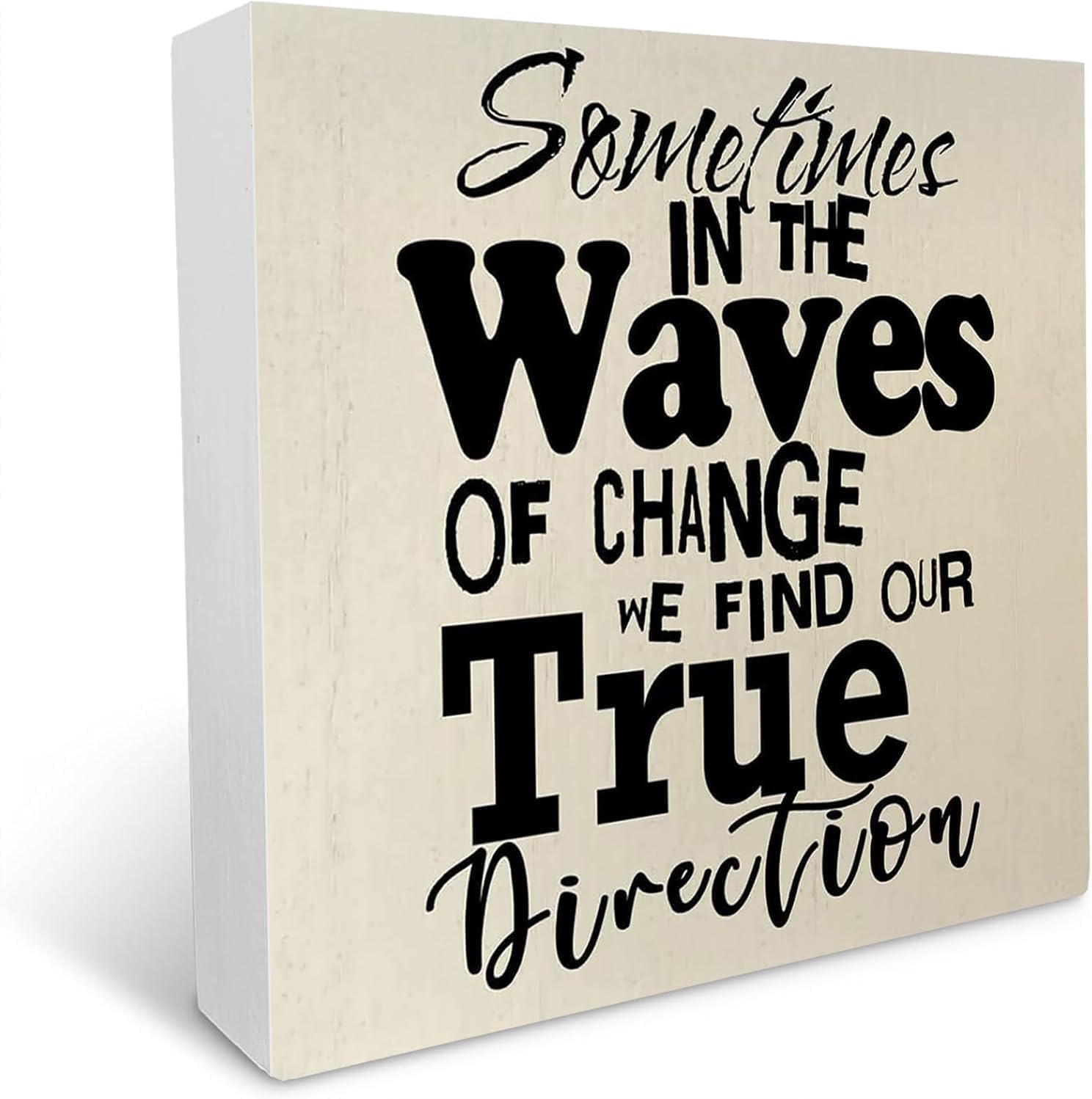 Coastal Beach Ocean Theme Inspirational Decor Wood Box Sign Rustic Wood Plaque Farmhouse Block Sign Rustic Home Decor Office Tabletop Desk Decor Gift for Women Men 5x5 Inches