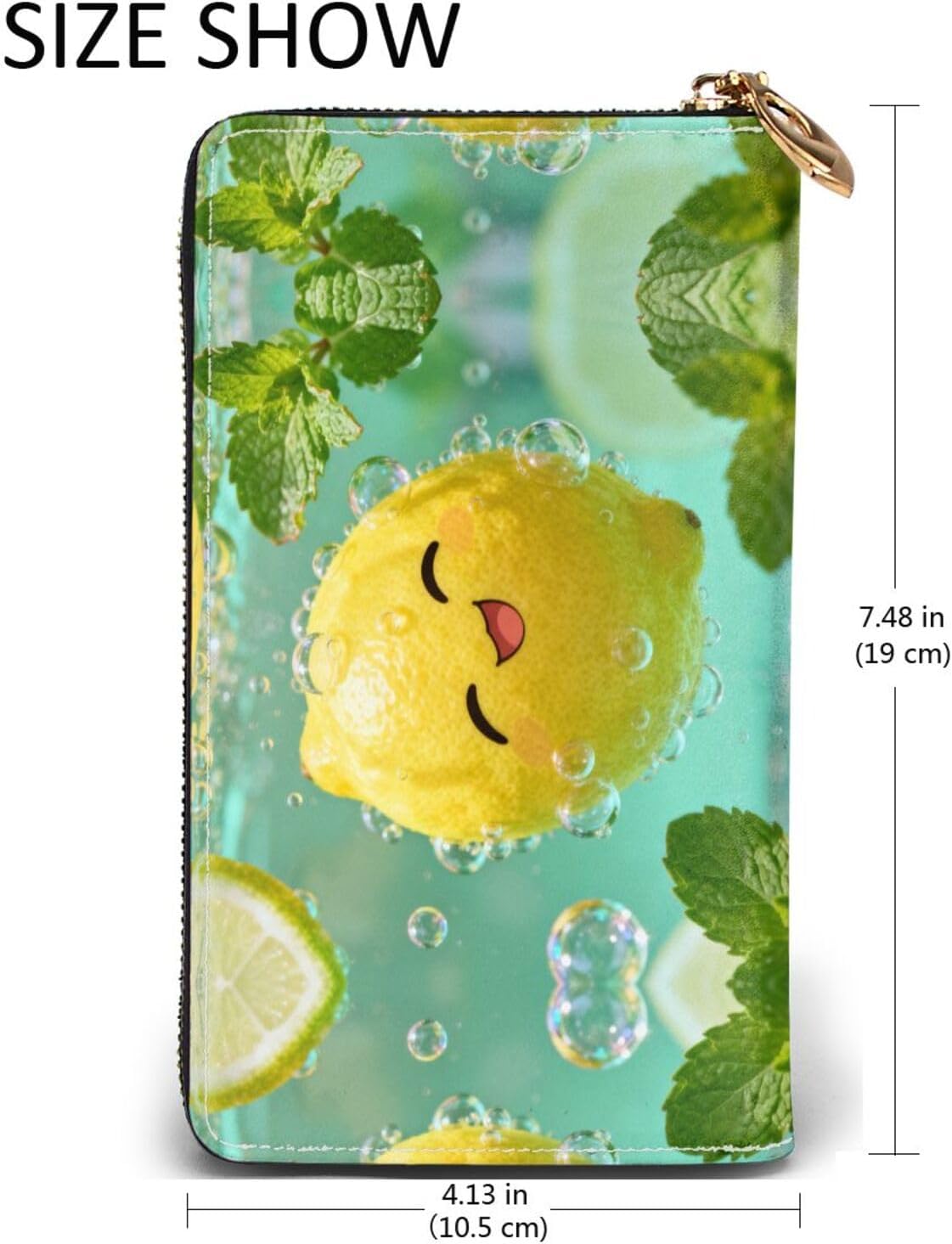 Lemon bubble bath Long Zip Around Wallet for Women, Large Capacity RFID Leather Wristlet Wallet with 12 Card Slots Coin Purse, Fashion Clutch Purse with Wrist Strap