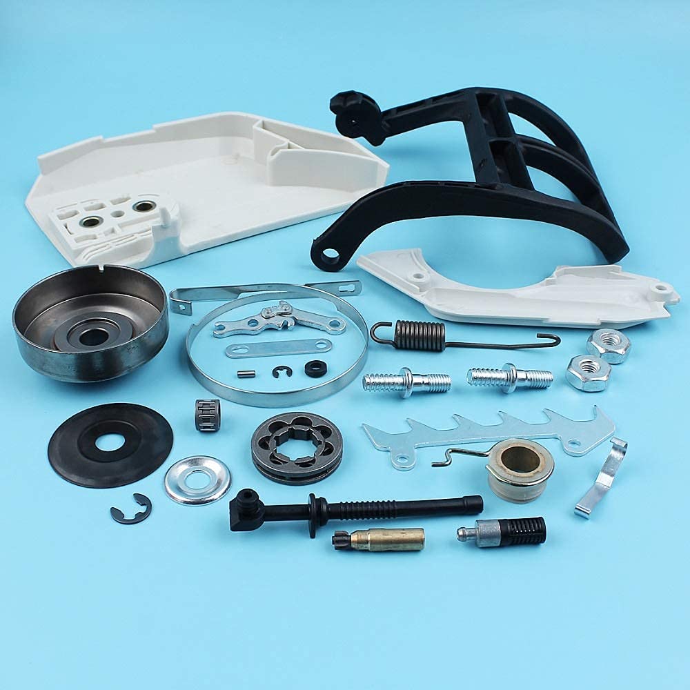 Embrague Tapa de Tambor Protector de manija Filtro de Aceite Bomba Wrom Gear Kit Compatible con STIHL MS170 MS180 017 018 Cadena de Motosierra Banda de Freno Resorte