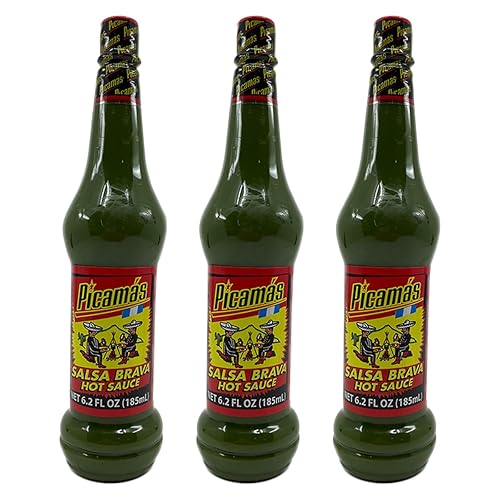 PICAMAS - Salsa Brava picante verde de 6.2 onzas botellas (paquete de 3)