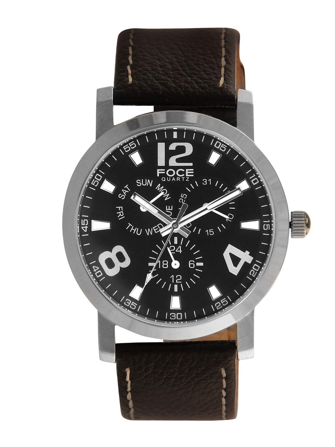 FOCE Chronograph Black Dial Leather Strap Watch for Men-[F720GSL-BLACK] (B07VWWQW3P) Amazon Price History, Amazon Price Tracker