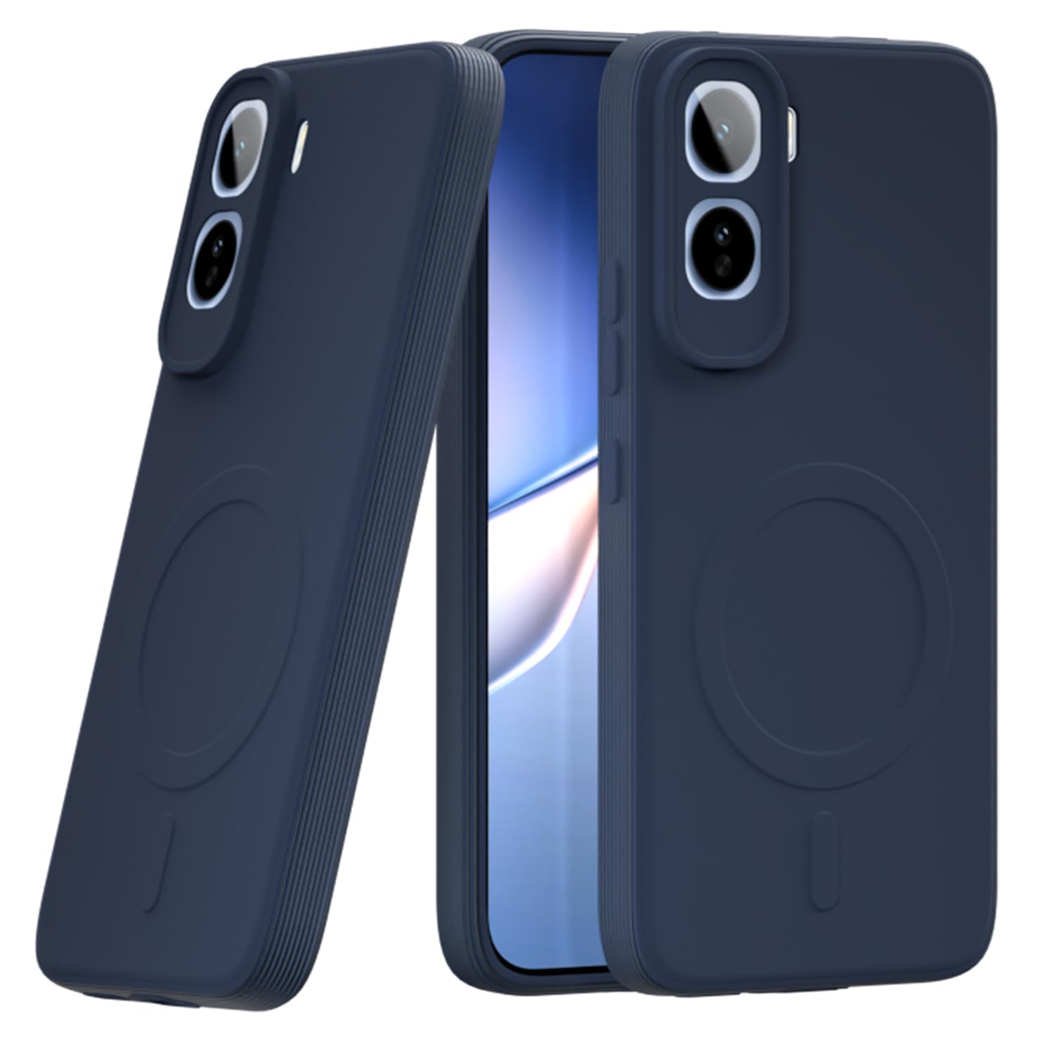 Sleek Back Case Cover for Vivo T5 Pro 5G| Micro Fiber Cloth Inside | Camera Protection | for Vivo T5 Pro 5G| Soft Matte Silicone Mag-Safe Design|(Blue)