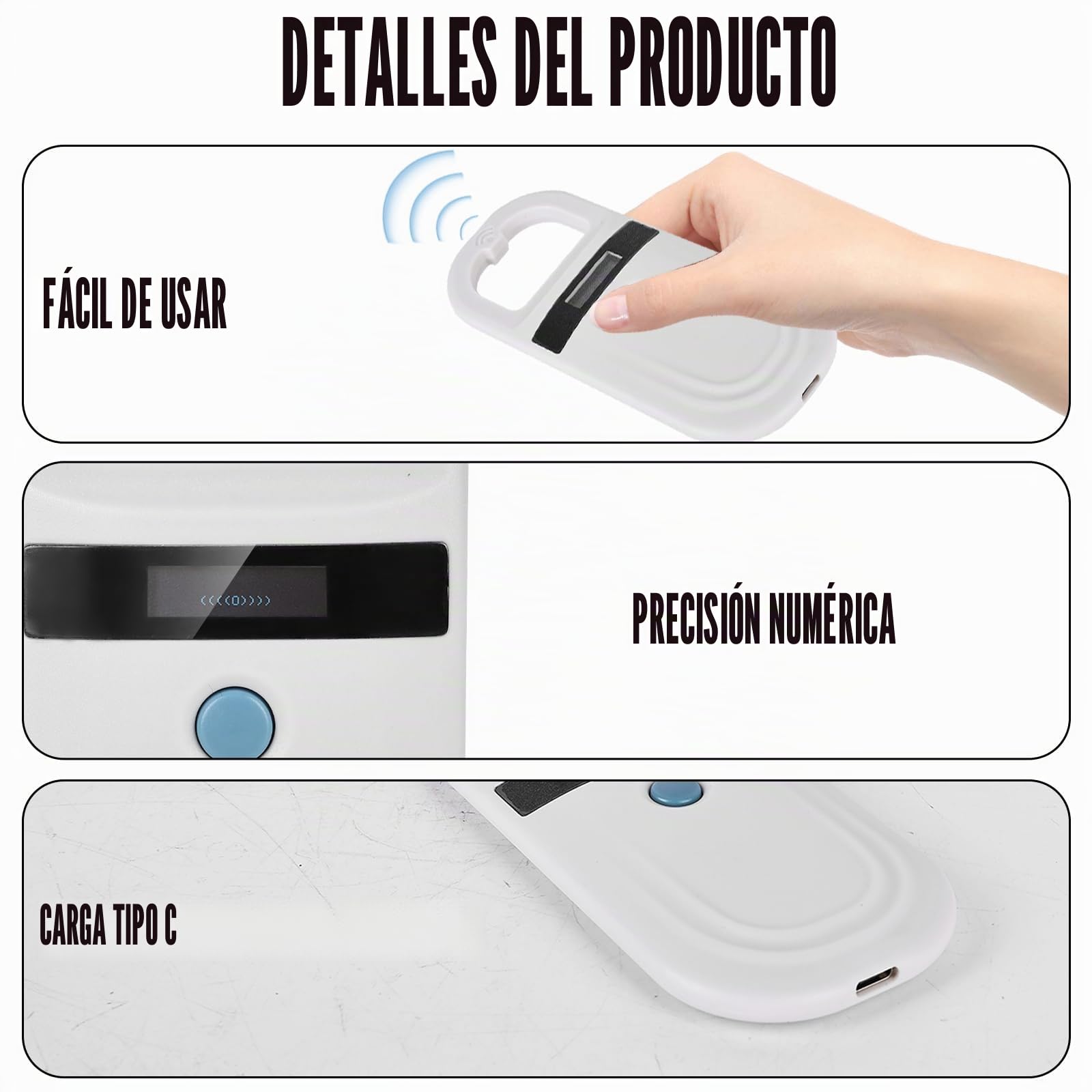 Aicharynic Lector de chips para mascotas,blanco,lector de microchip para perros/gato,lector de microchip para mascotas,escaneo de microchip para perros,escáner para mascotas