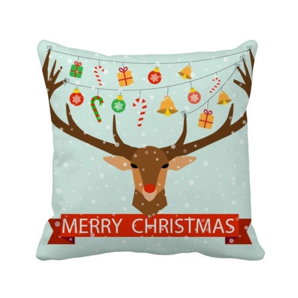 Coussin de Noël motif cerf multicolore 40x40 cm pour déco canapé salon