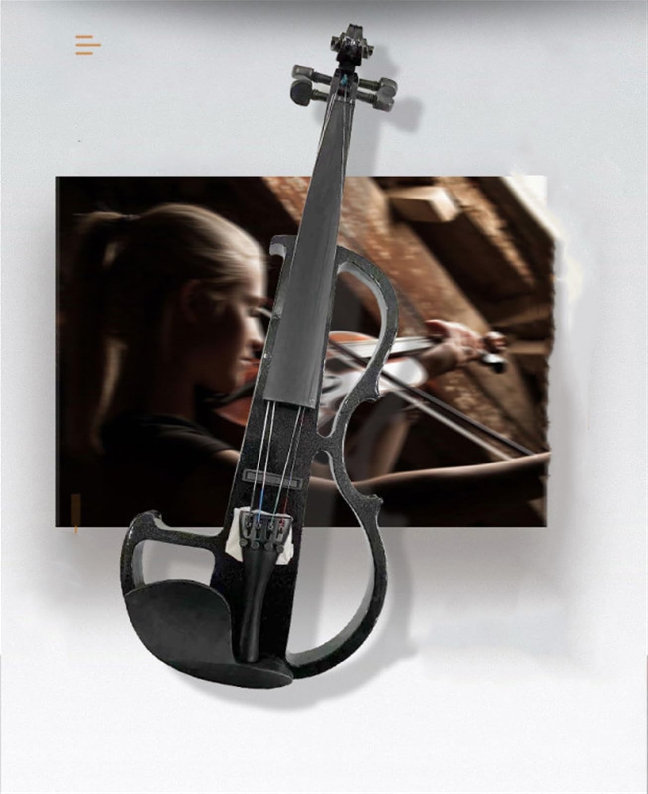 Violine 4/4 Erwachsene Professionelle Leistung Ebene Praxis Elektrische Akustik Ahorn(Black)