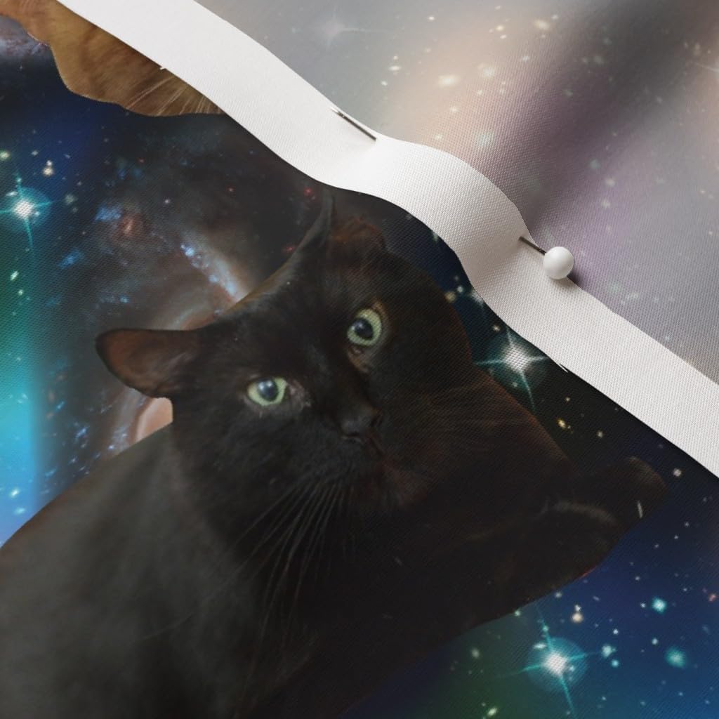 Spoonflower Fabric - Galaxy Cats Space Kitties Funny Animals Stars Printed on Cotton Poplin Fabric by The Yard - Sewing Shirting Quilting Dresses Apparel Crafts