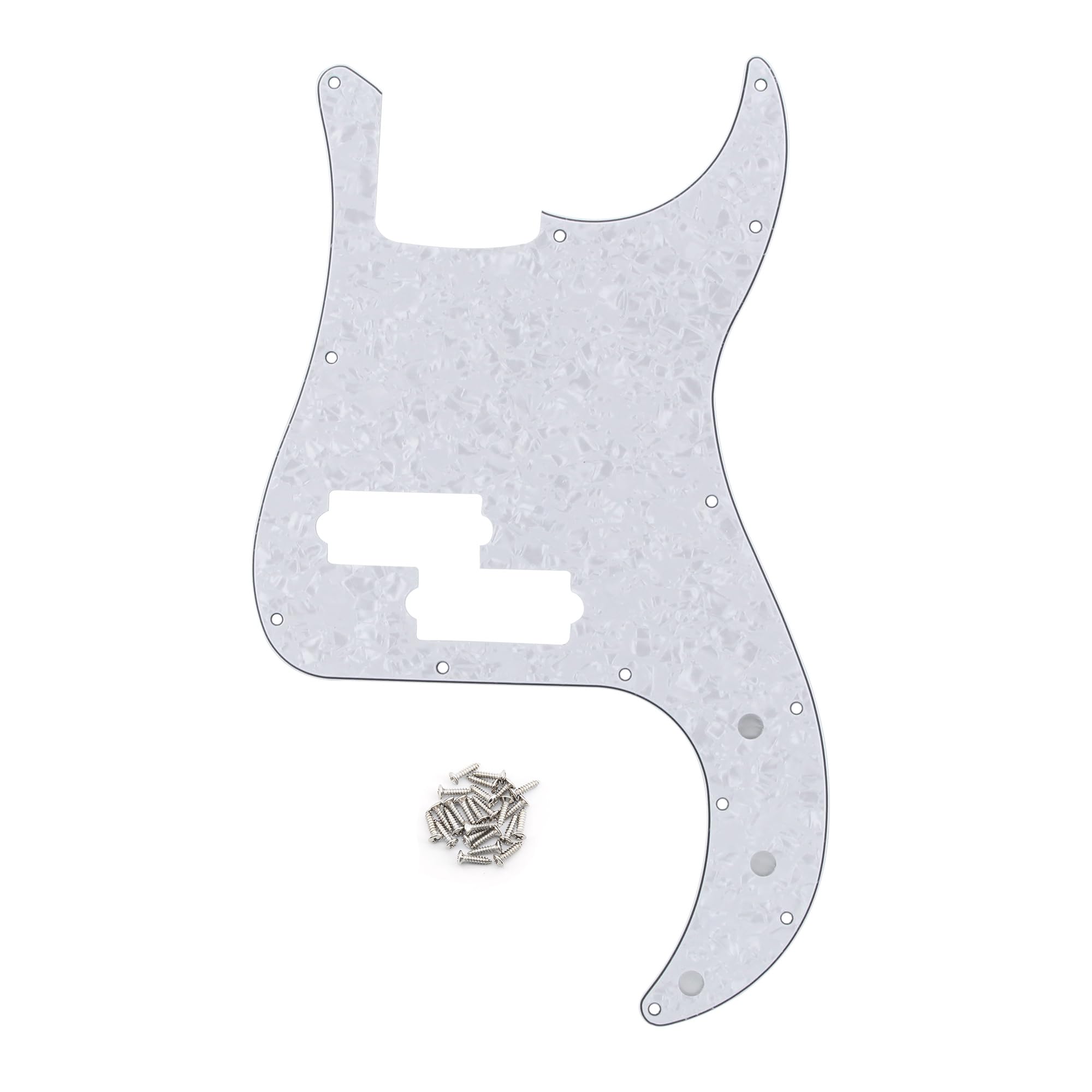 FLEOR IKN P Bass Pickguard Guitar Scratch Plate Pick Guard for 4 String American/Mexican Standard Precision Bass Style, 4Ply White Pearl