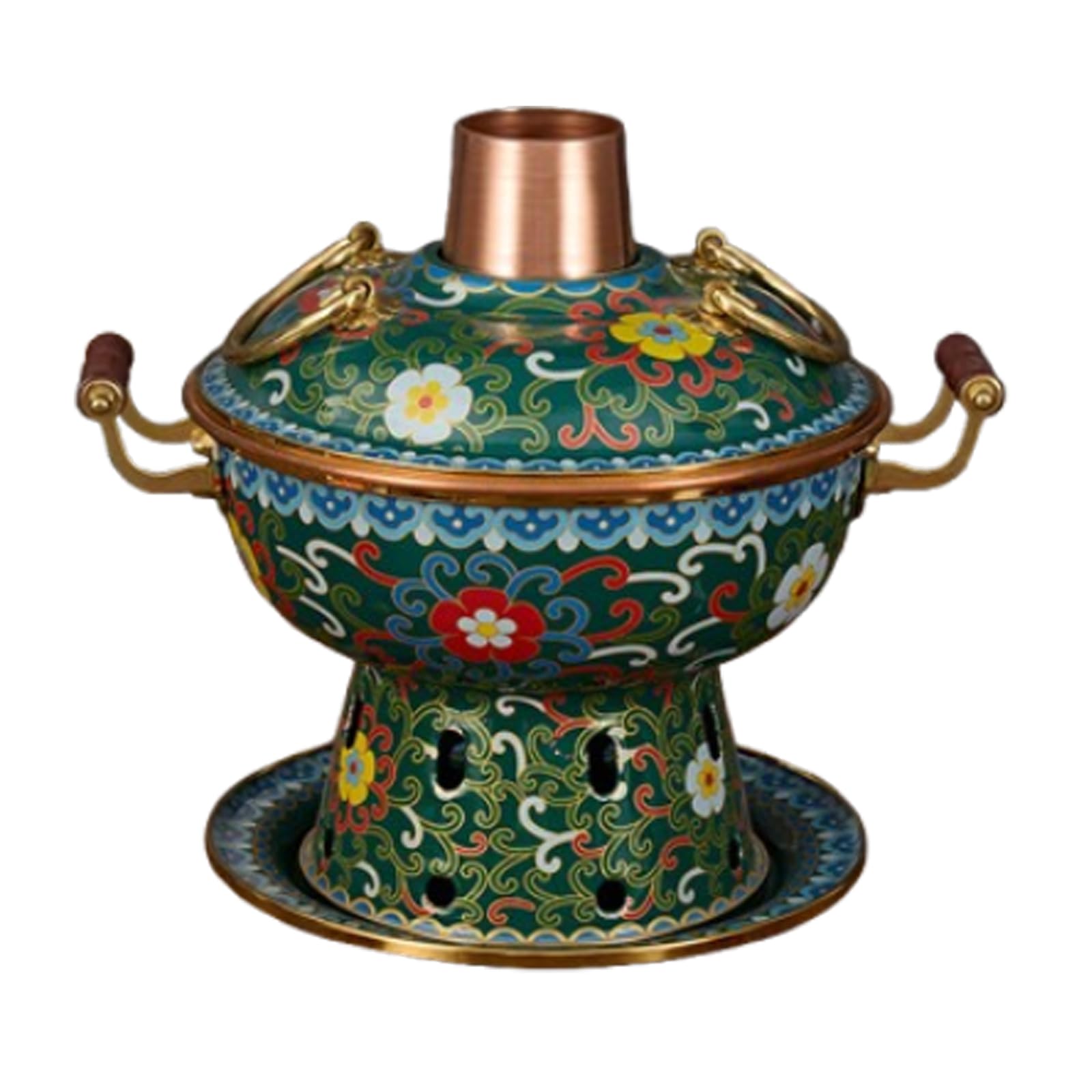 asdchZen Enamel Pot Cloisonne Hot Pot Buffet Hot Soup Pot Copper Single Person Hotpot Sturdy Home Use Shabu Pot Old Beijing Hot Pot,I,A