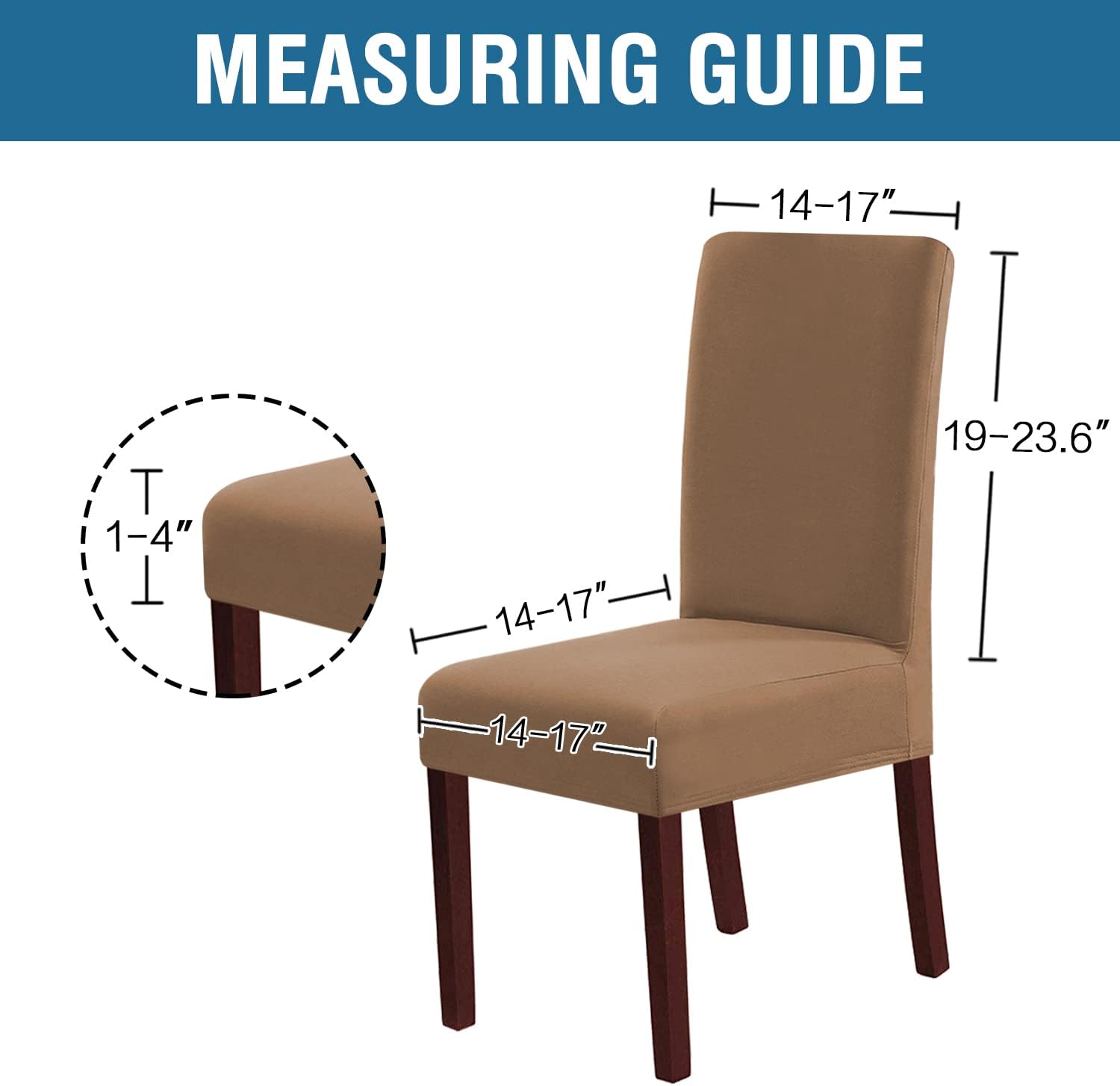 H.VERSAILTEX 100% Waterproof Dining Chair Covers Stretch Chair Covers for Dining Room Set of 4 Parson Chair Slipcovers Chair Protectors Covers Dining, Soft Thick Solid Fleece Fabric Washable, Sand Sand 4