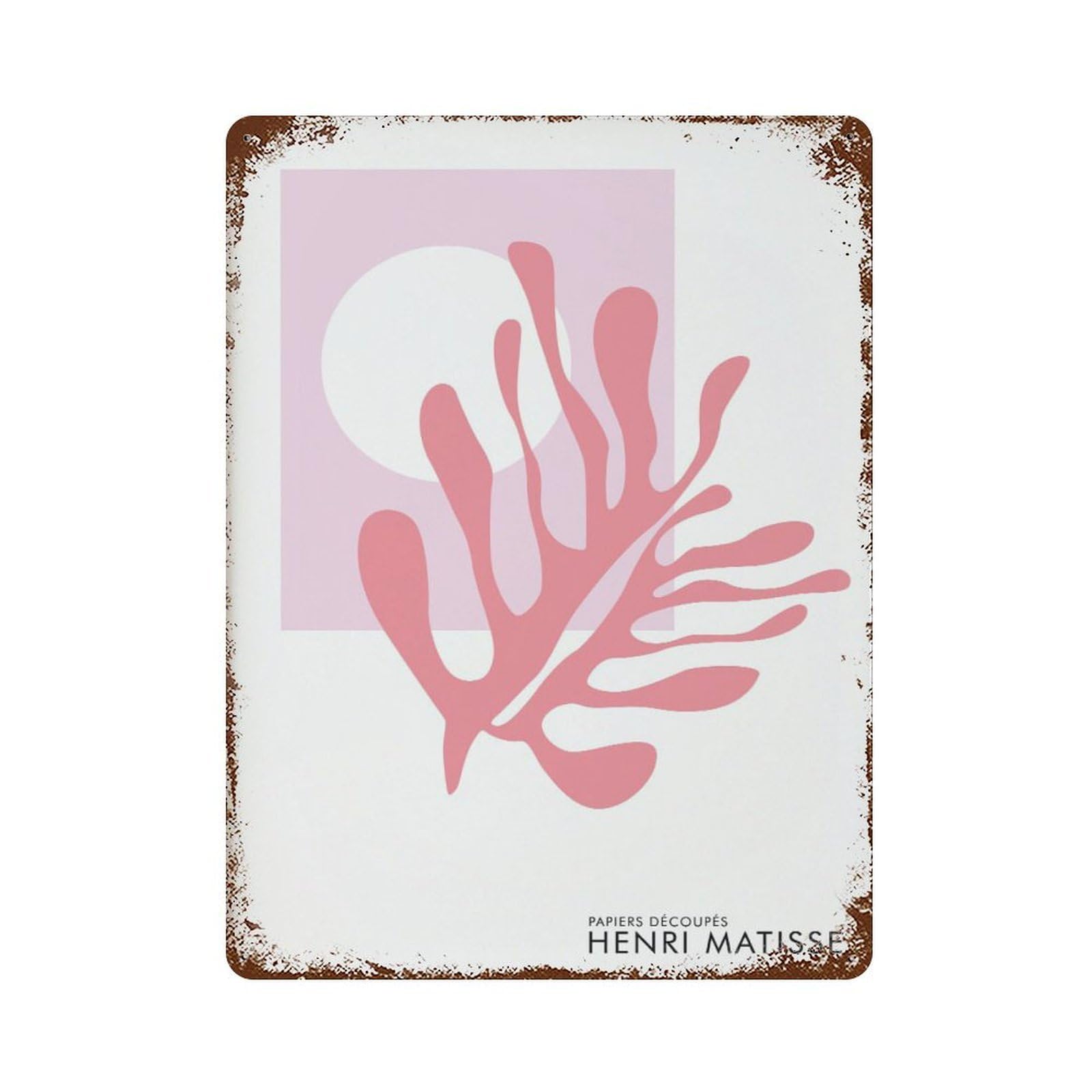 xiaoxiaoshen Pink Coral Matisse Neutral Abstract Wall Decor Art Metal Tin Poster Modern Home Decor Art Home Bar Shop Decorations Vintage Sign 40x30cm