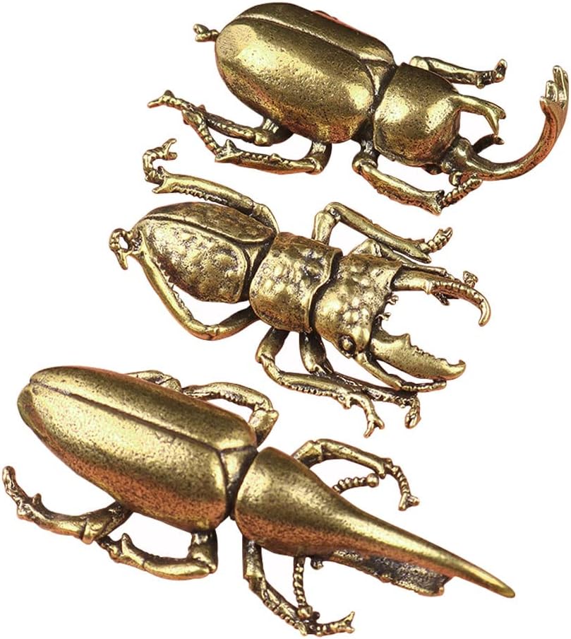 Solid Copper Simulation Beetle Decorations Brass Taurus Insect Miniature Figurines Long Horn Bug Desk Decoration Crafts Gift Brass Tea Insects Home Living Room Ornaments
