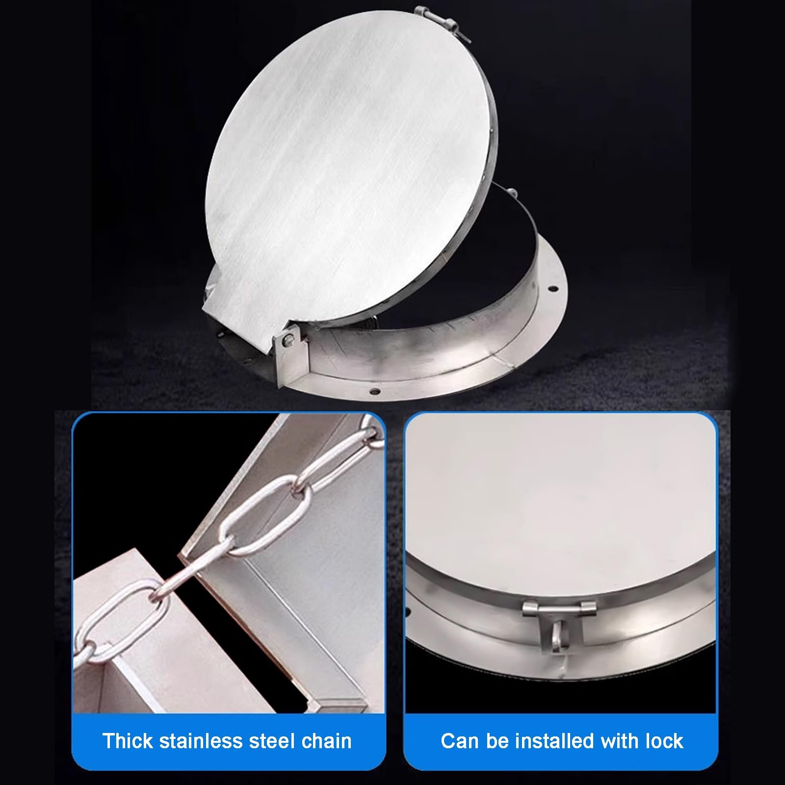 FQMYLTYN Tapa de Registro Redonda con Cerradura, Tapa y Marco de Acero Inoxidable para Tanque Séptico, Cubrir De Inspección para Depósito de Aguas Residuales, Cubrir para Bombas de Sumidero(20cm/8in)