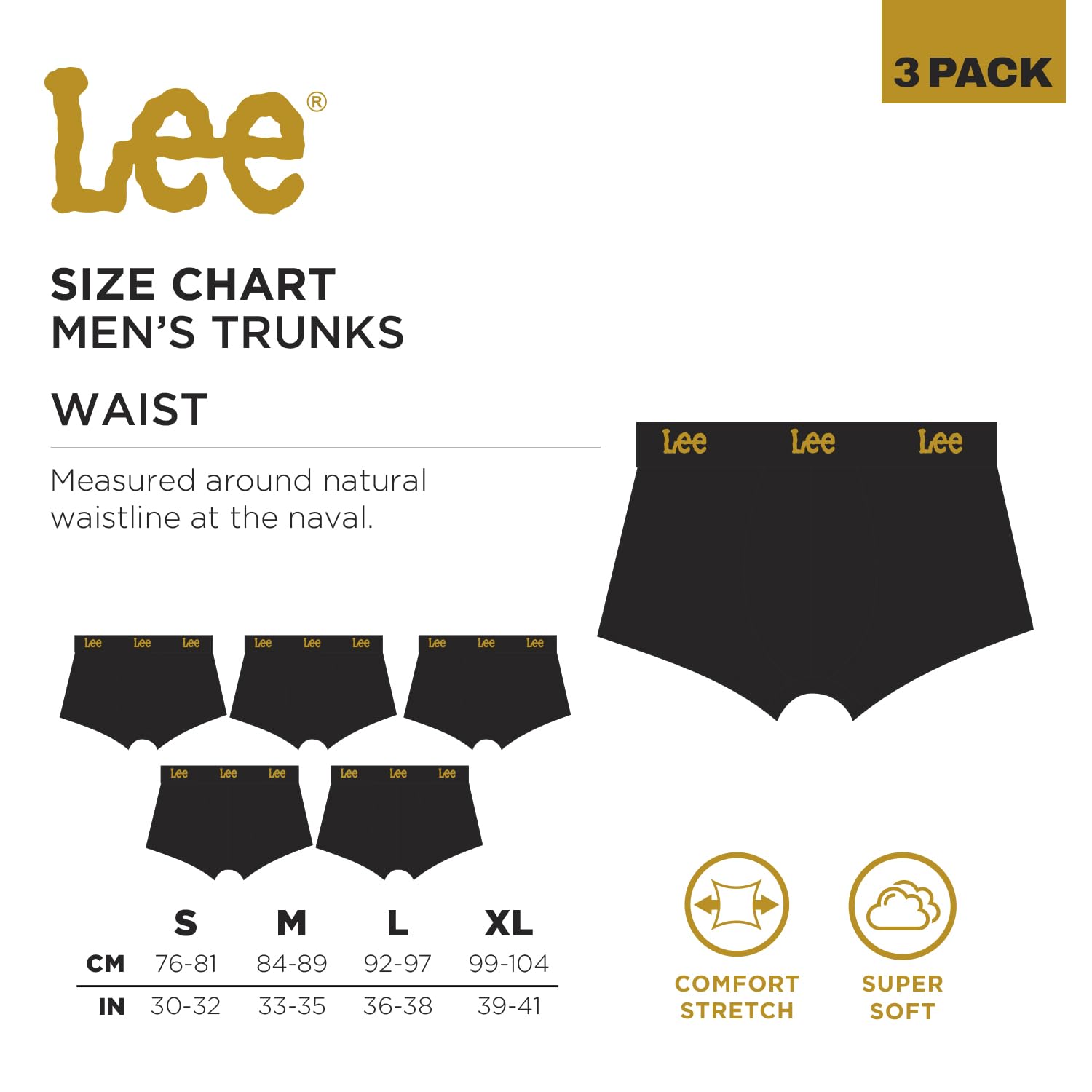 Lee Męskie Trunk HARKINS, 3 szt. Czarny, L
