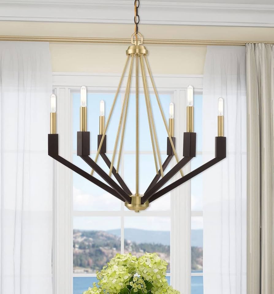 Livex Lighting 6 Lt Satin Brass & Bronze Chandelier - Amazon.com