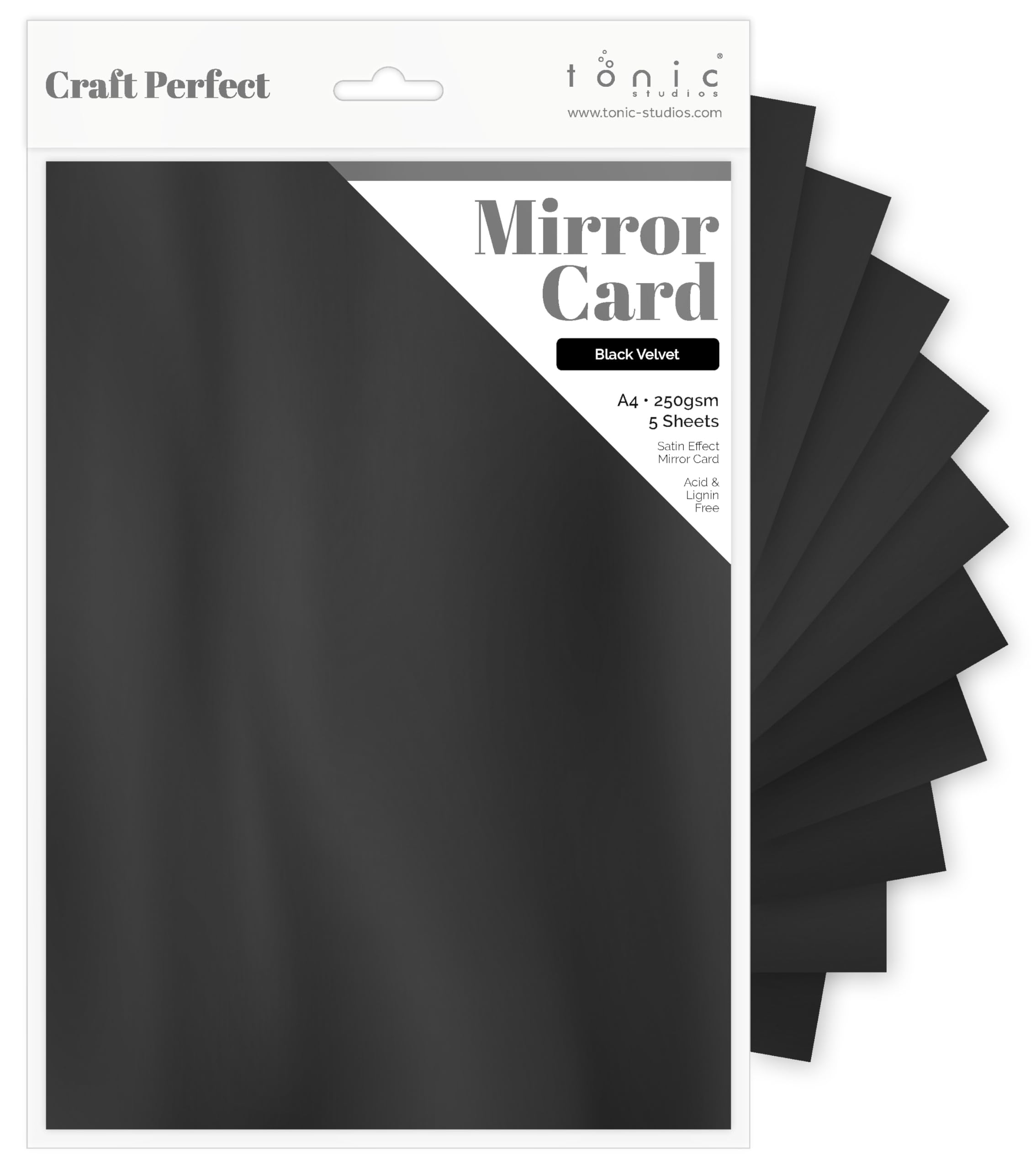 Craft Perfect Satin Mirror Card A4, Black Velvet