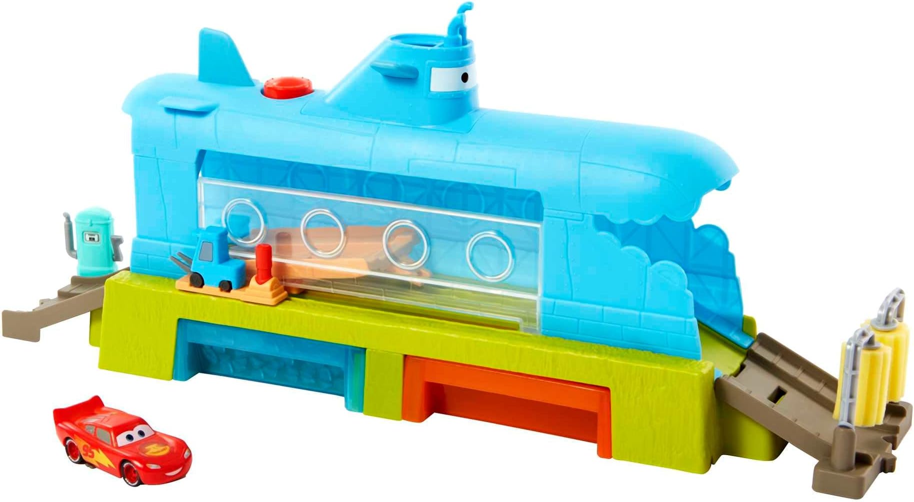 Disney and Pixar Cars Toys, Submarine Car Wash Playset with Color-Change Lightning McQueen Toy Car, Water Play, HGV70