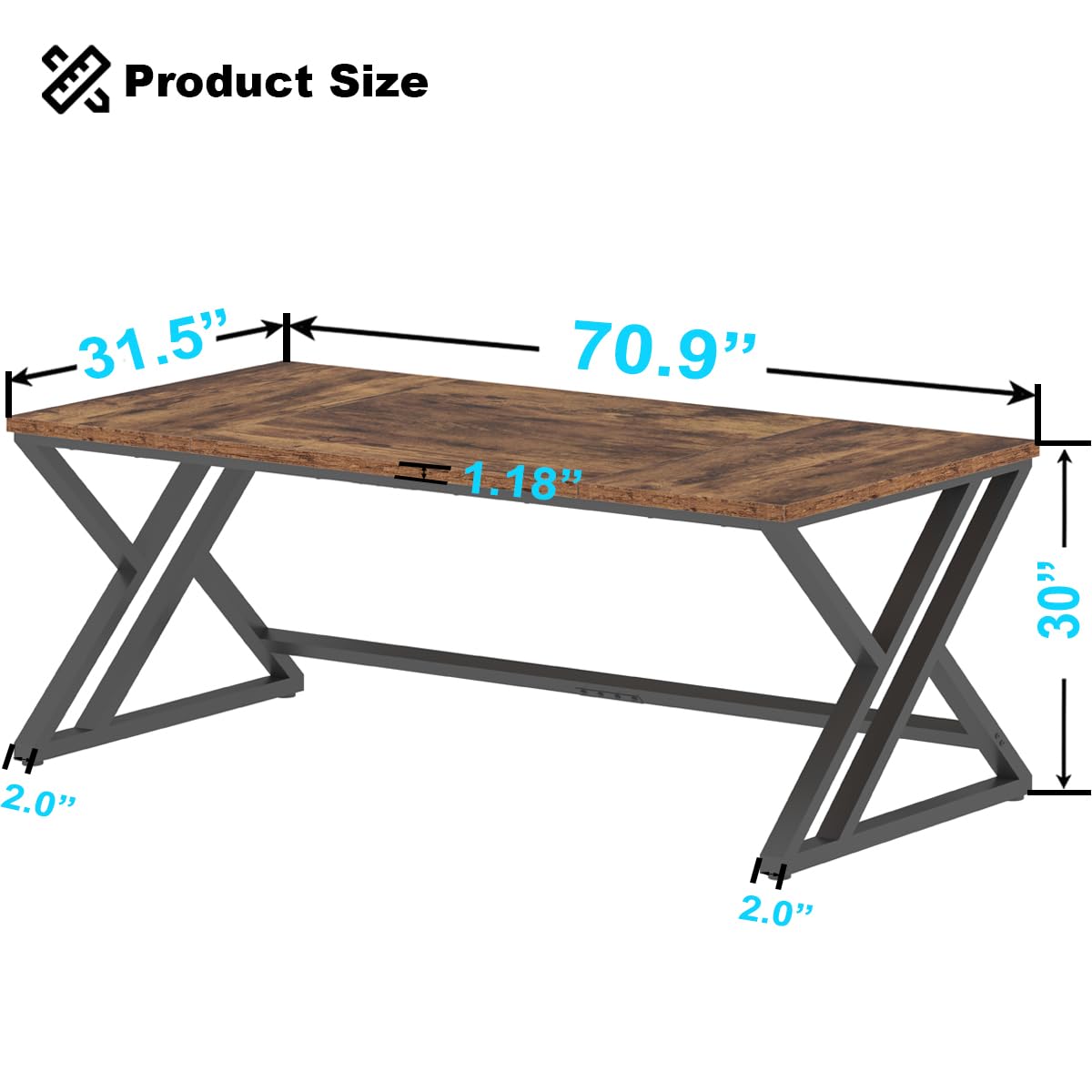 Computer-Tisch Vintage Brown/Black 180 cm Office Desk Gaming - Dettaglio